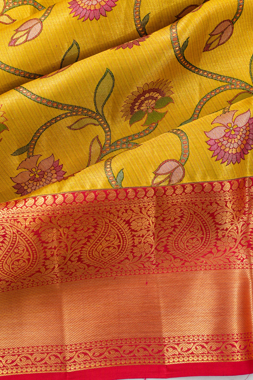 Taranga Kanchi Silk Jaal Yellow Saree