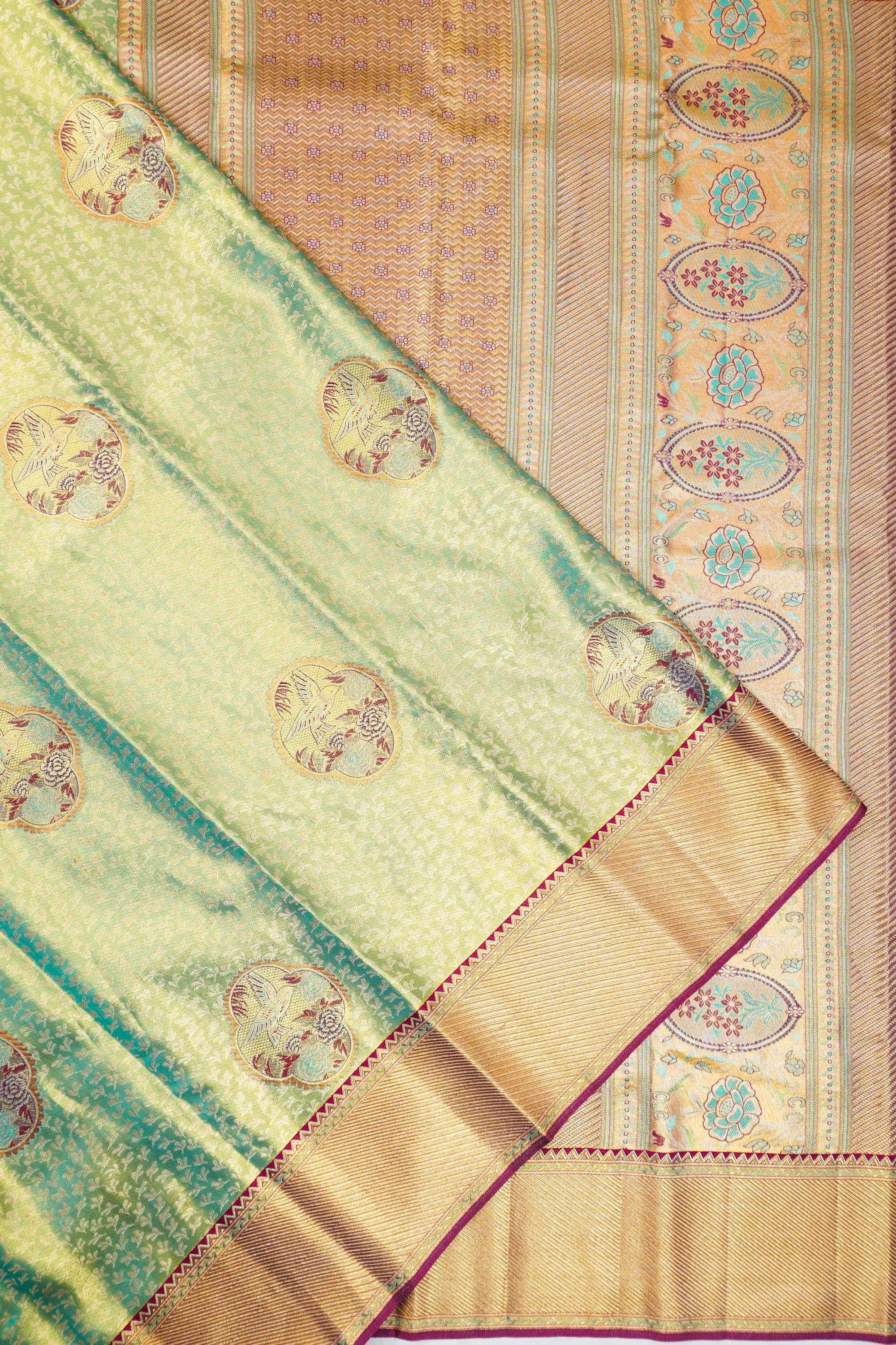 Taranga Kanchi Silk Tissue Butta Sea Blue Saree