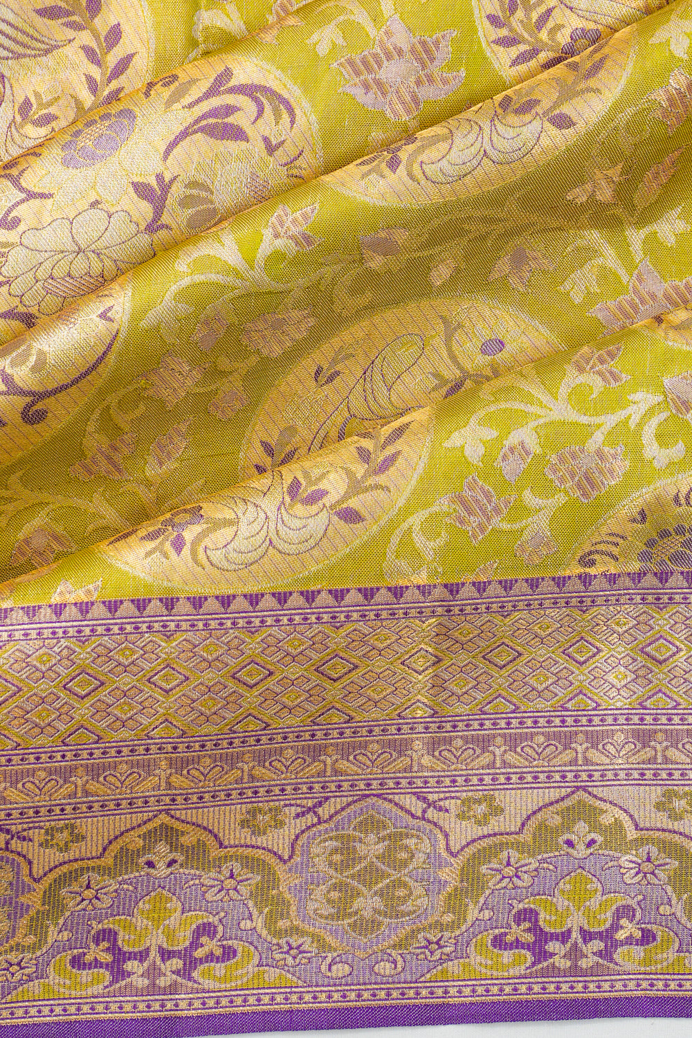 Taranga Kanchi Silk Tissue Brocade Pastel Green Saree