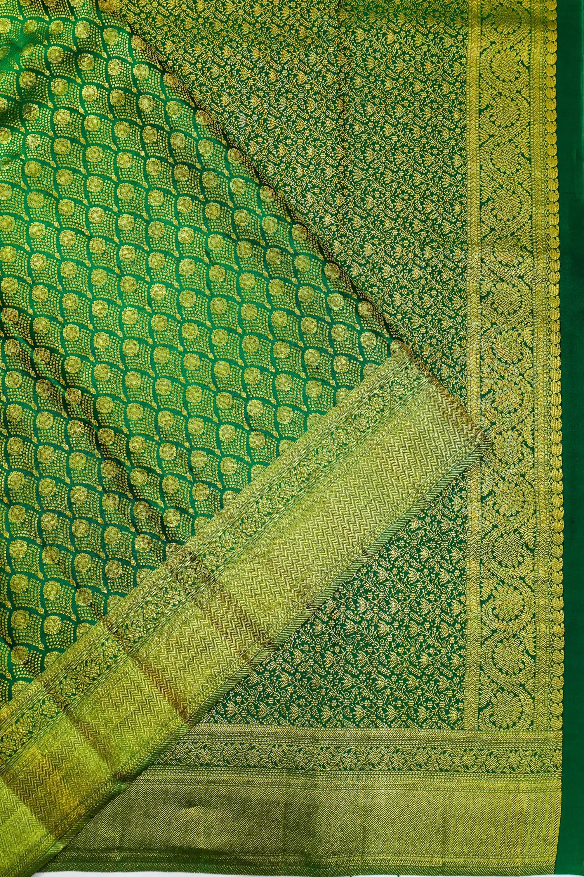 Taranga Kanchi Silk Brocade Green Saree