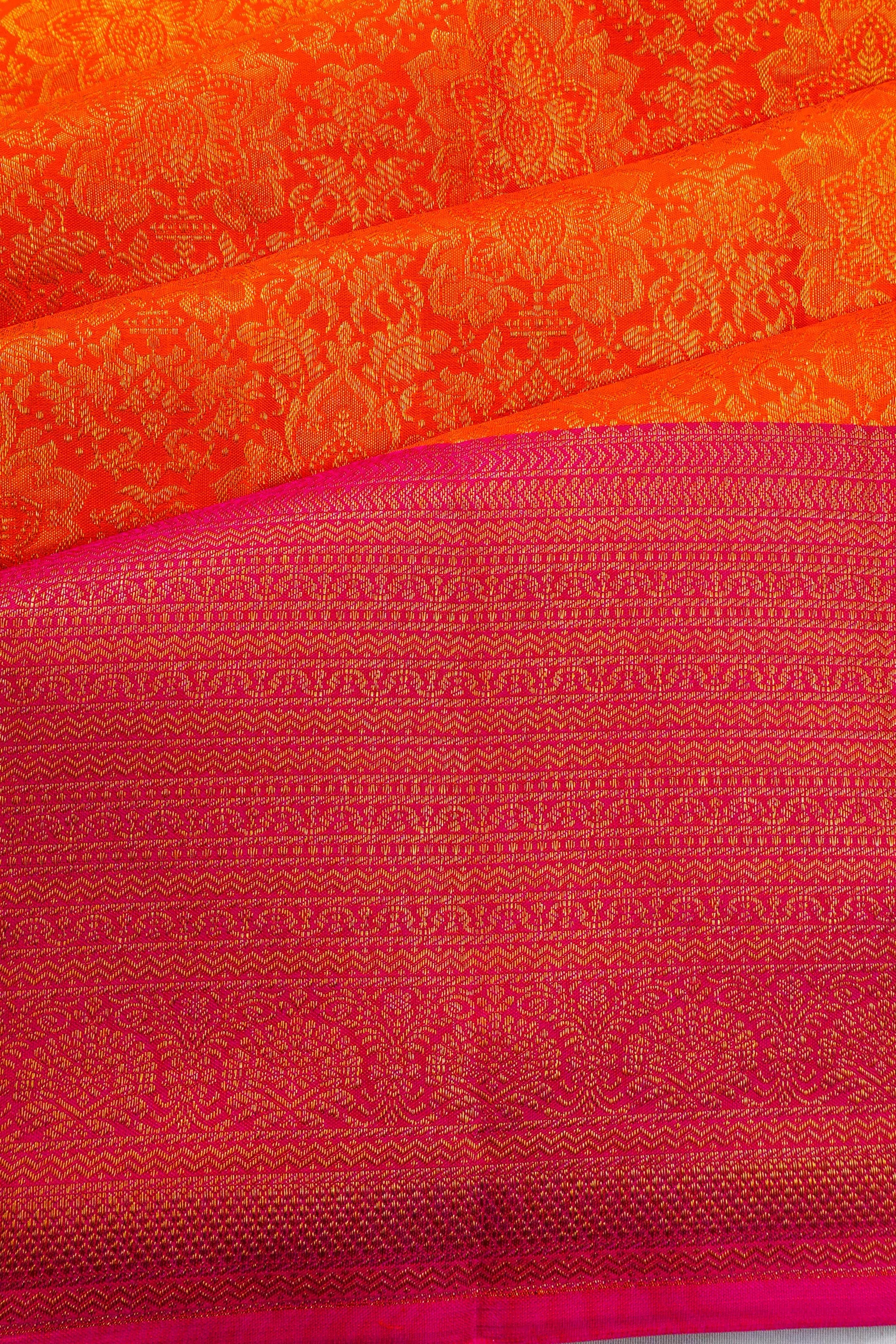 Taranga Kanchi Silk Brocade Orange Saree