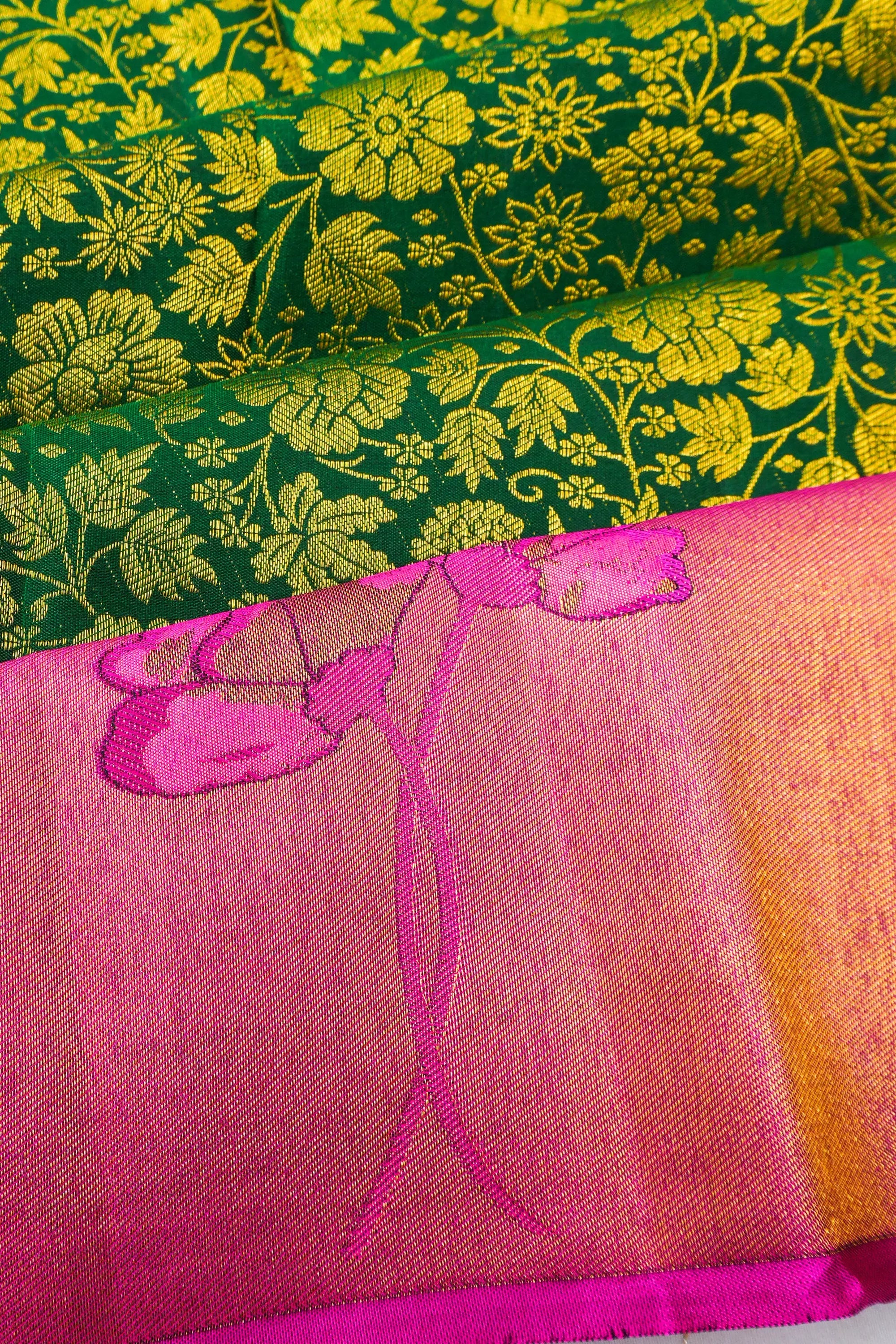 Taranga Kanchi Silk Brocade Green Saree