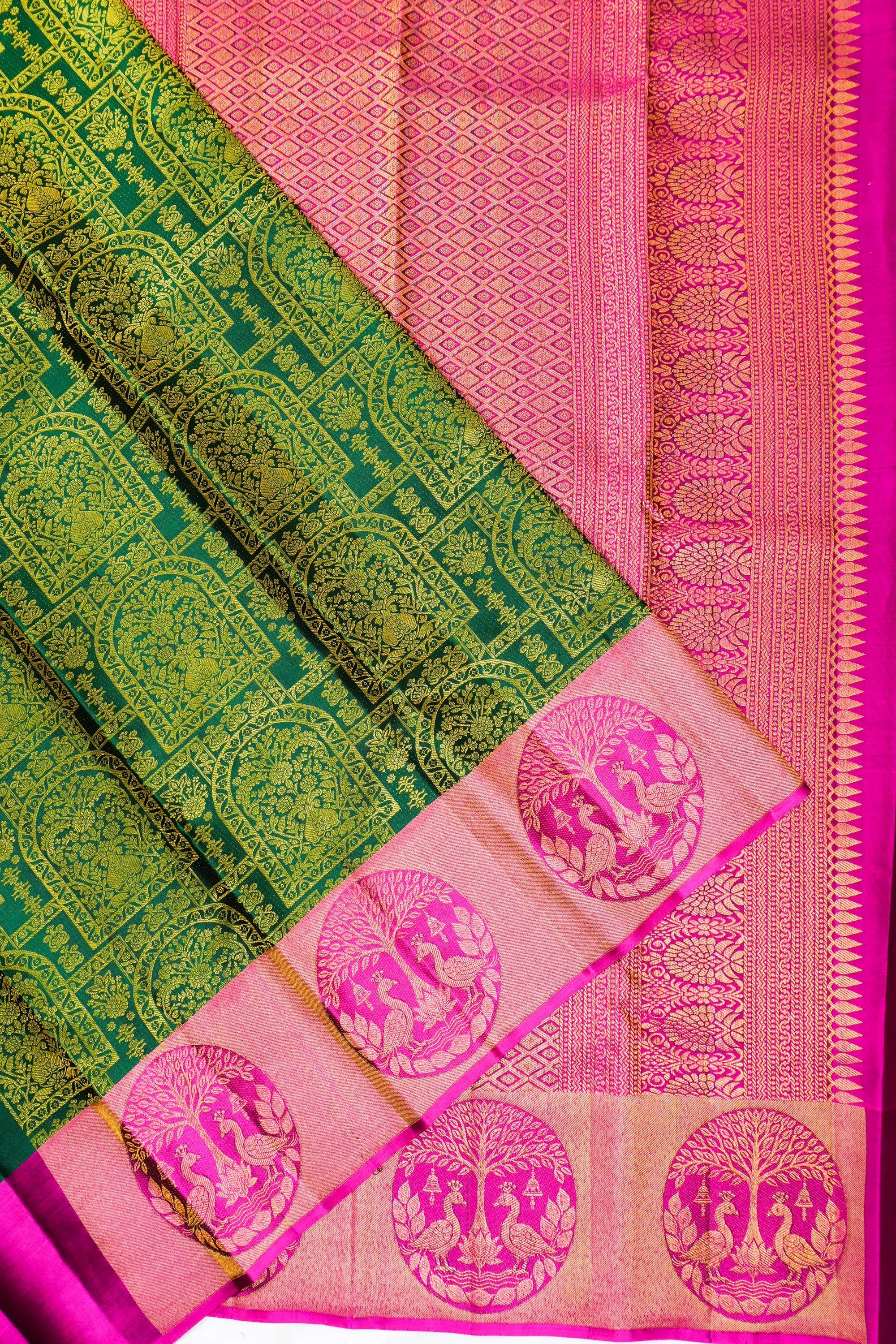 Taranga Kanchi Silk Brocade Green Saree