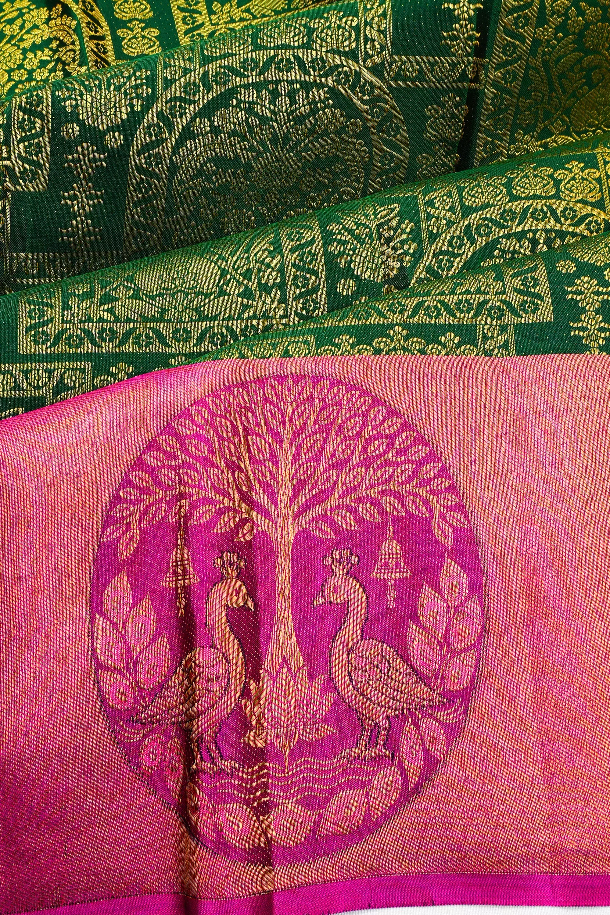 Taranga Kanchi Silk Brocade Green Saree