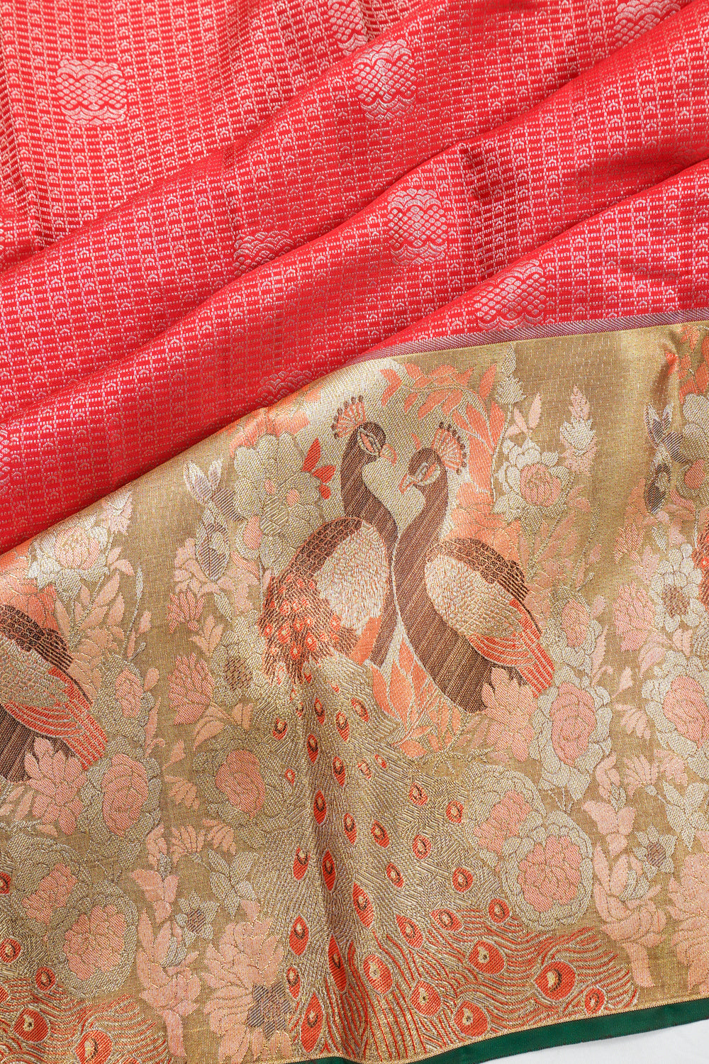 Taranga Kanchi Silk Brocade Red Saree