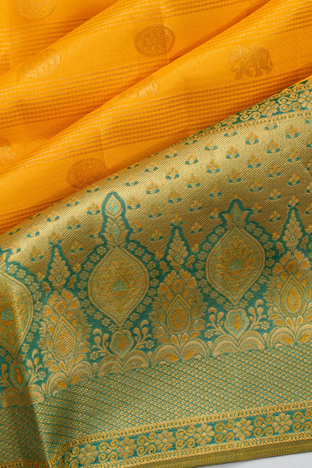 Taranga Kanchi Silk Lines And Butta Yellow Saree