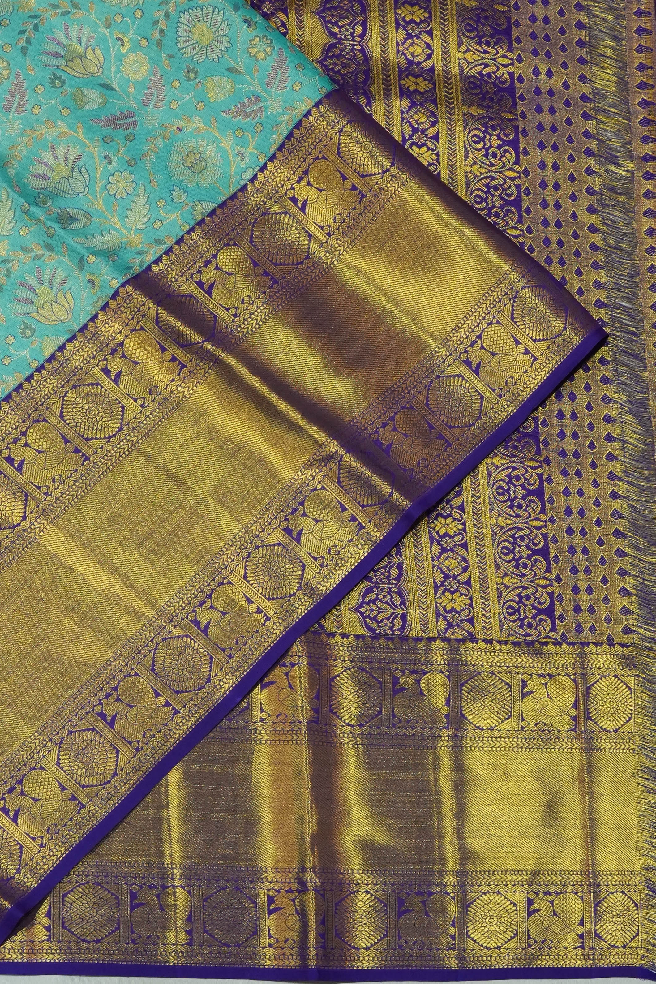 Taranga Kanchi Silk Tissue Brocade Blue Saree