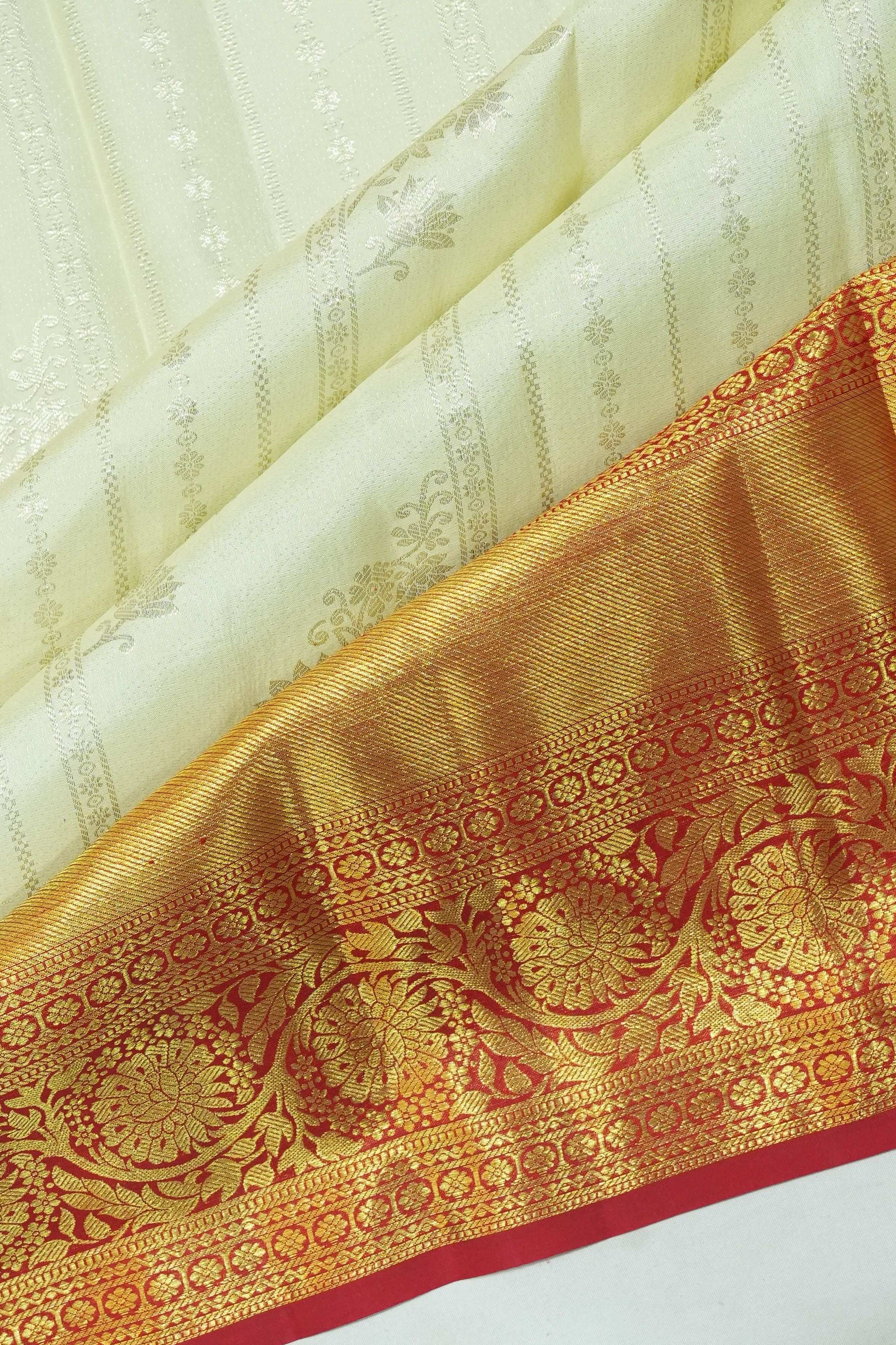 Dharmavaram Silk Brocade Cream Saree