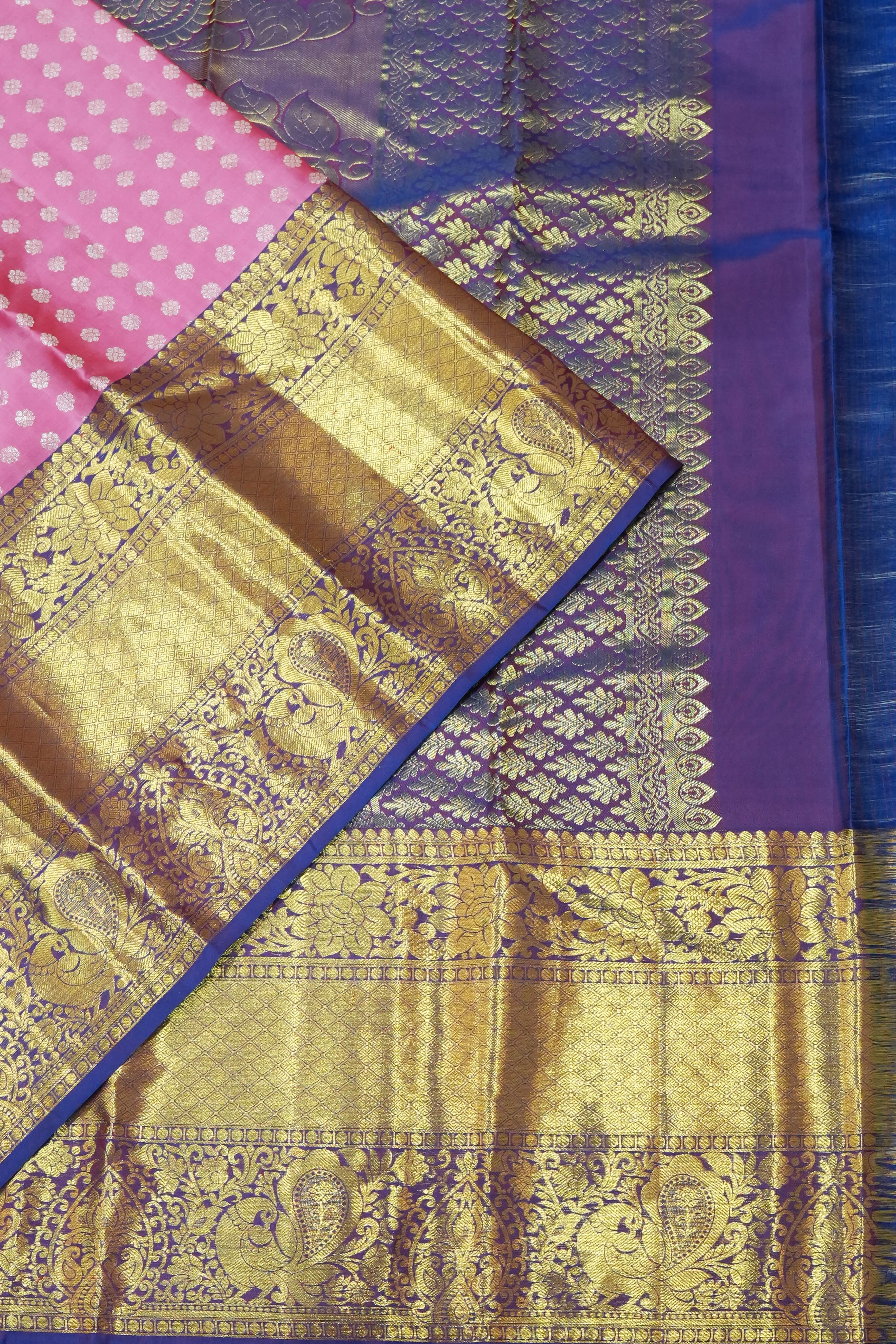 Dharmavaram Silk Brocade Baby Pink Saree