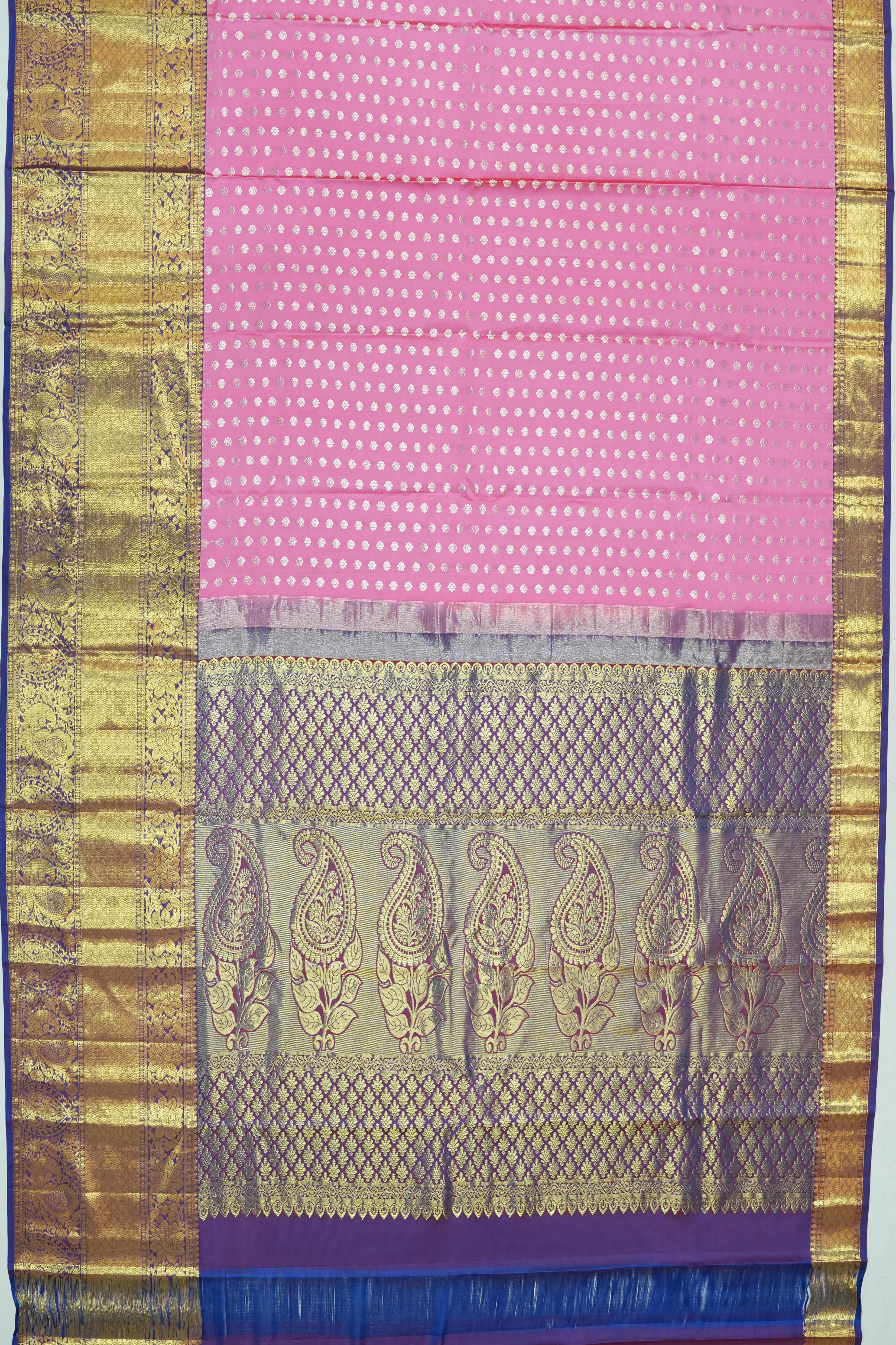 Dharmavaram Silk Brocade Baby Pink Saree
