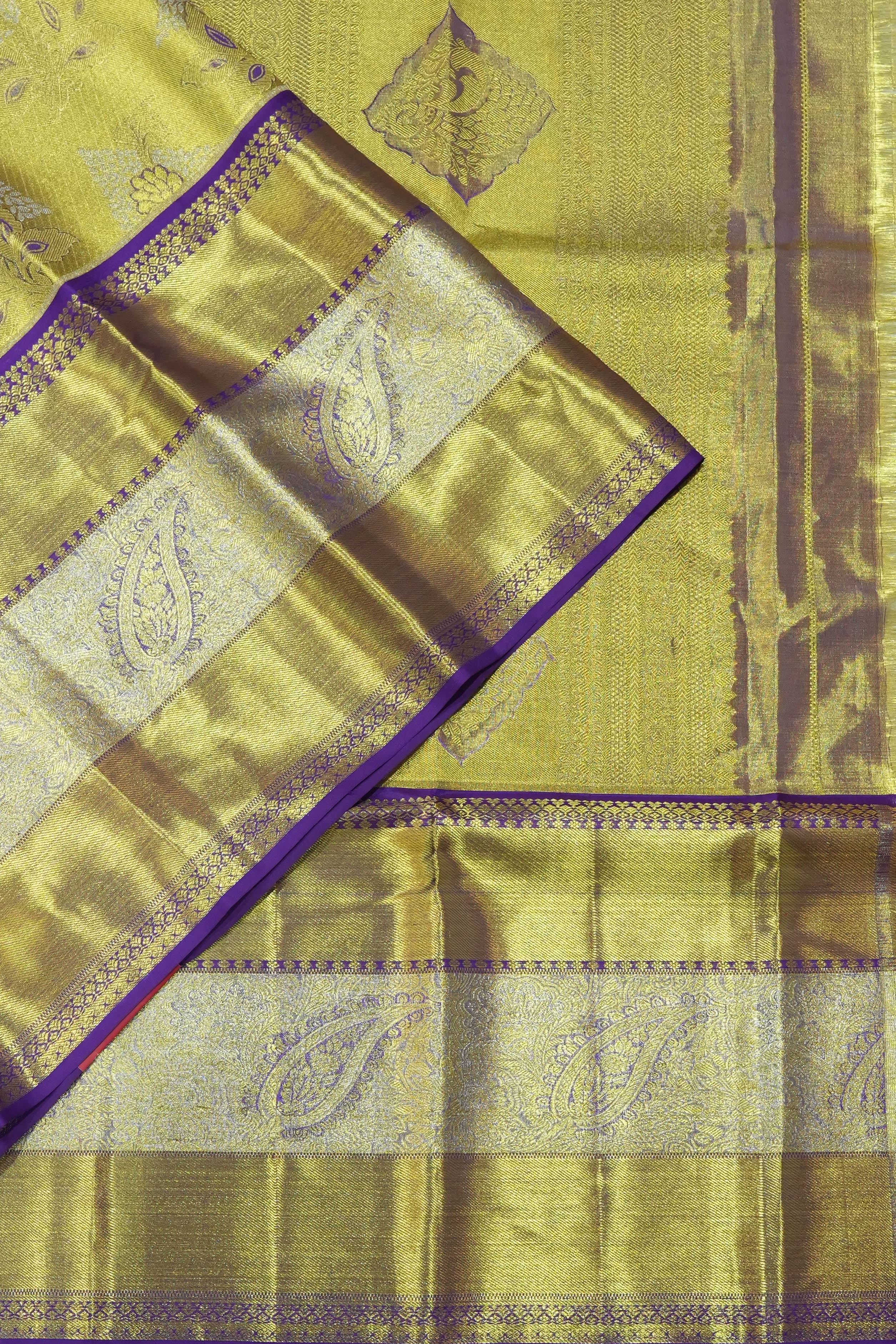 Taranga Kanchi Silk Tissue Brocade Gold Saree