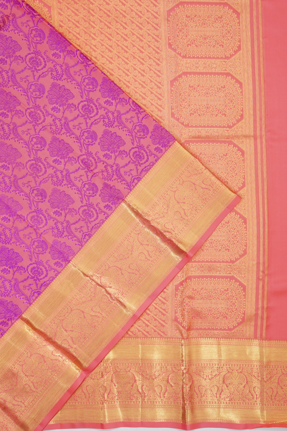 Dharmavaram Silk Brocade Pink Saree