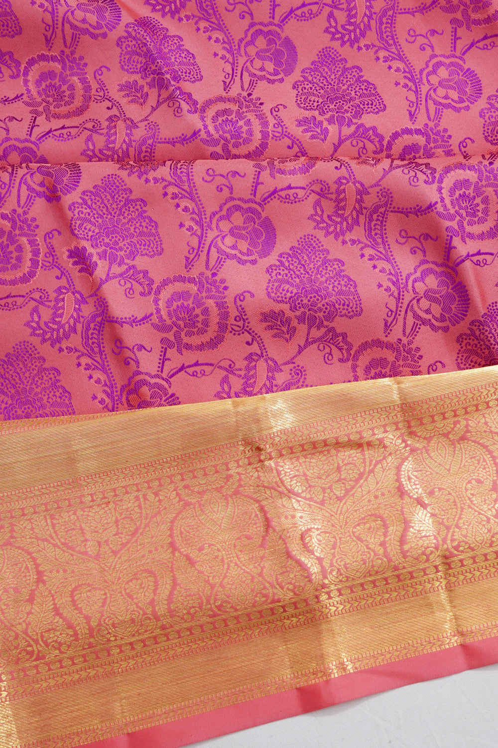 Dharmavaram Silk Brocade Pink Saree