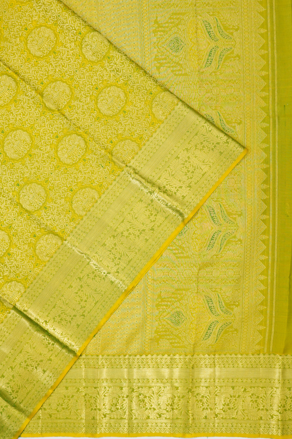 Dharmavaram Silk Brocade Mehendi Green Saree