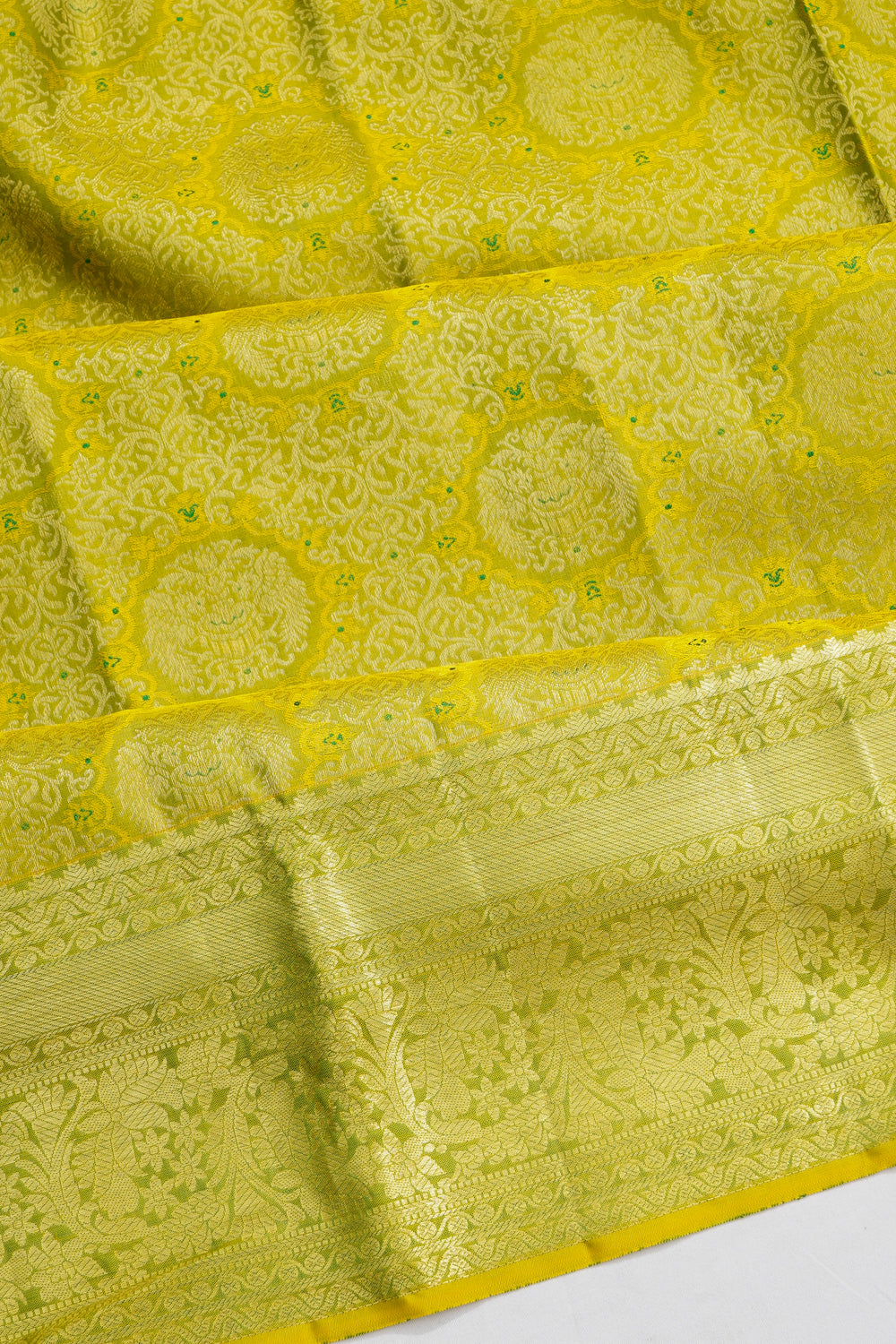 Dharmavaram Silk Brocade Mehendi Green Saree