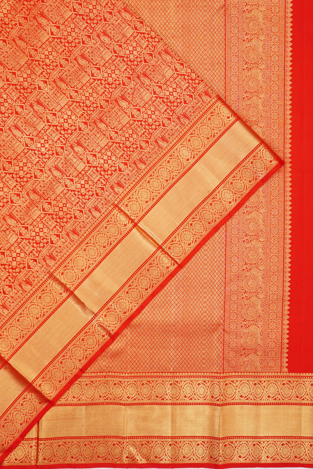 Dharmavaram Silk Brocade Red Saree
