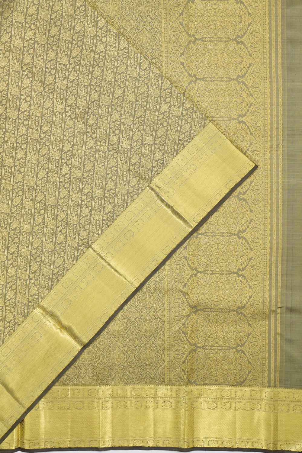 Dharmavaram Silk Brocade Grey Saree