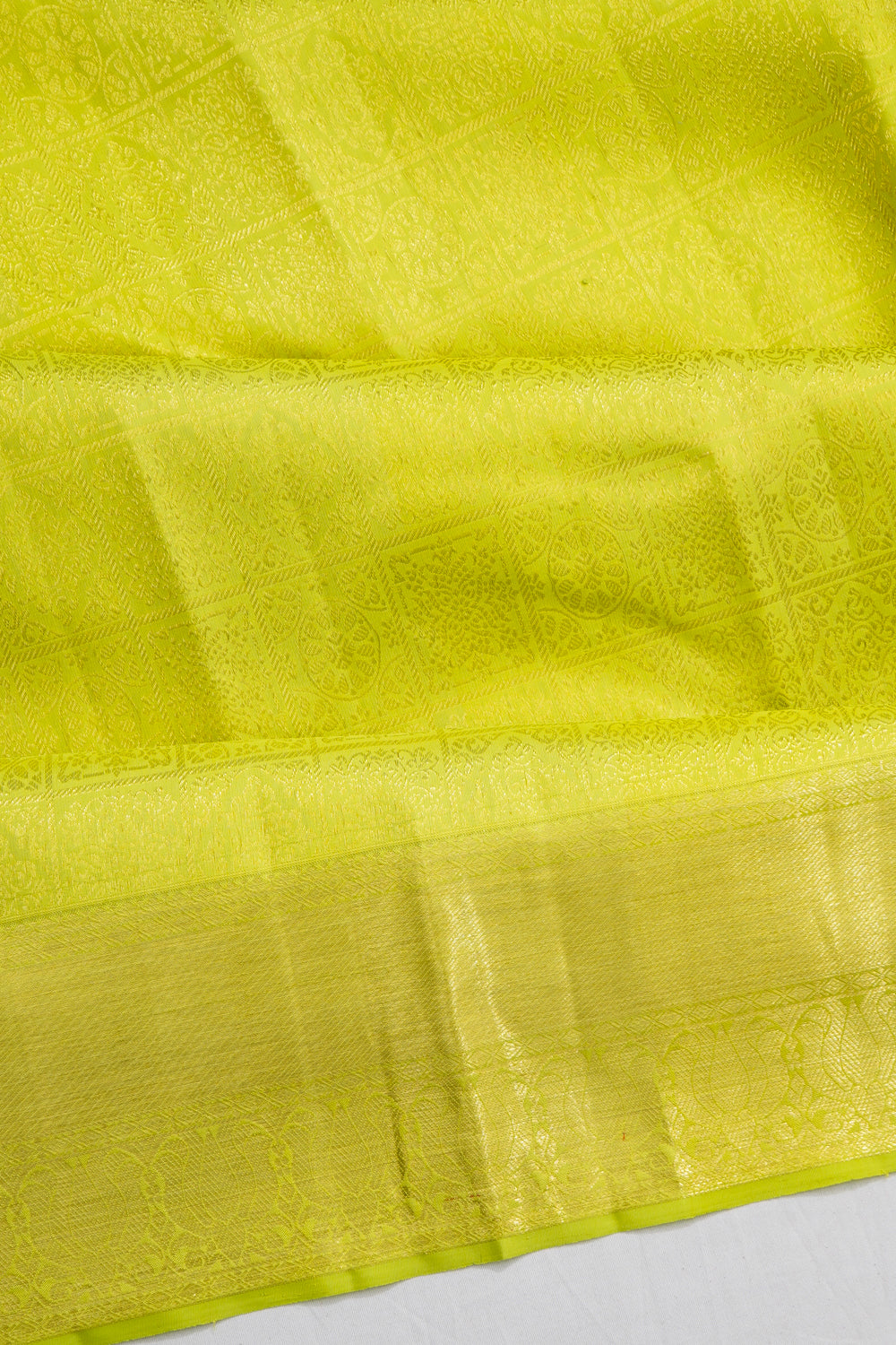 Dharmavaram Silk Brocade Parrot Green Saree