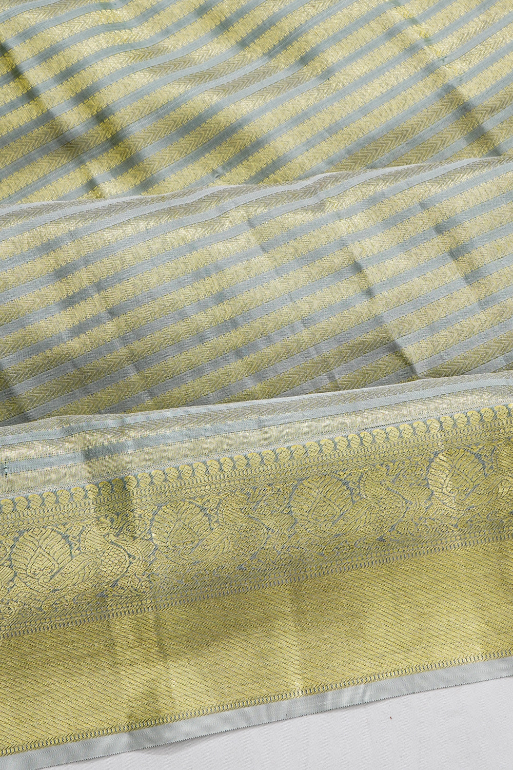 Dharmavaram Silk Brocade Grey Saree