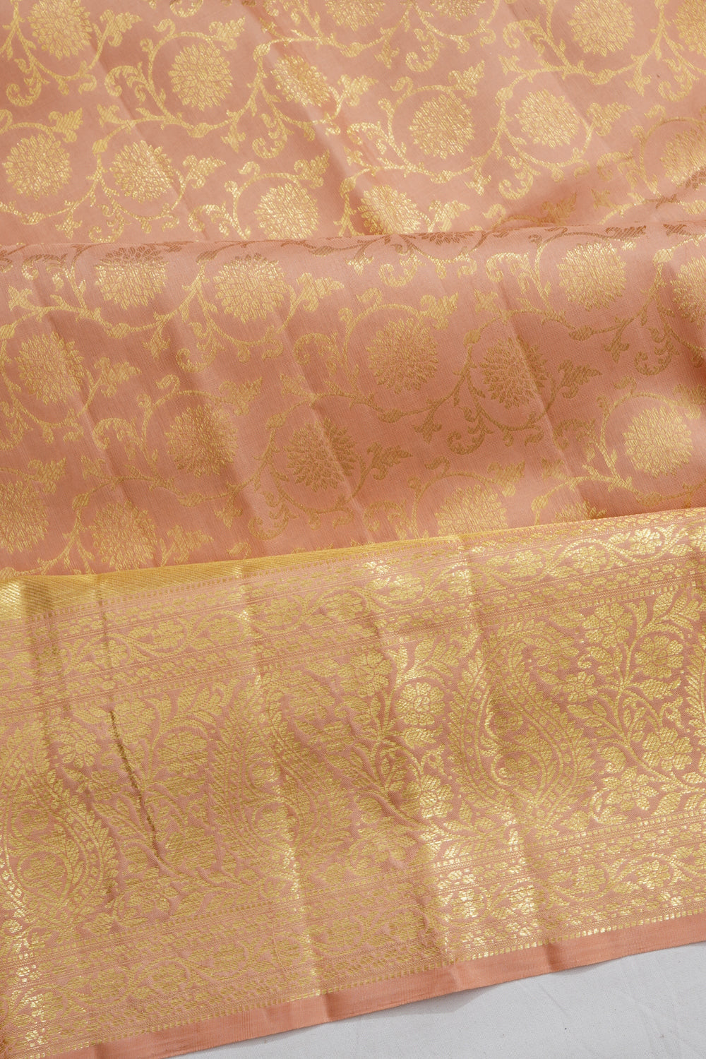 Dharmavaram Silk Brocade Peach Saree