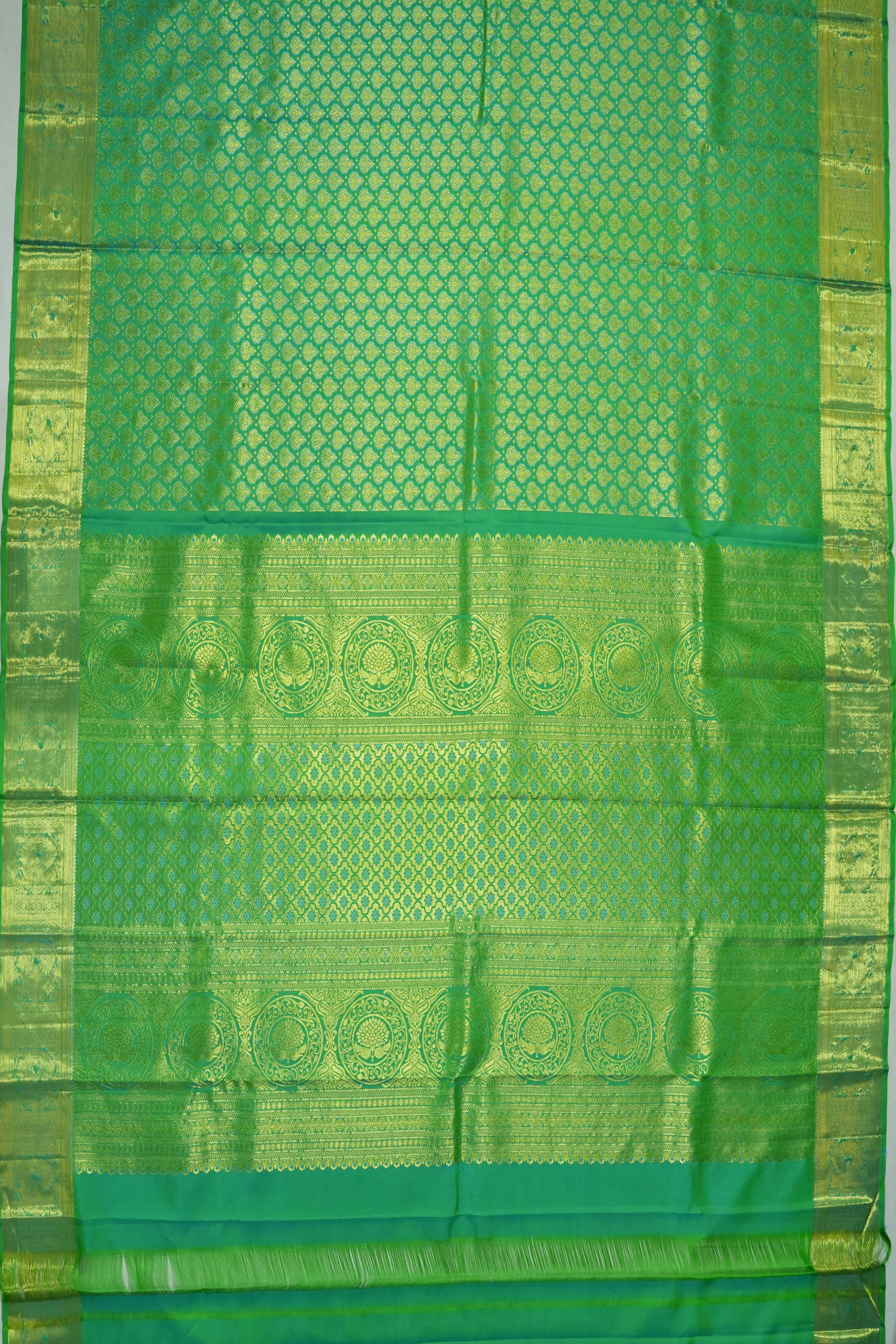 Dharmavaram Silk Brocade Green Saree