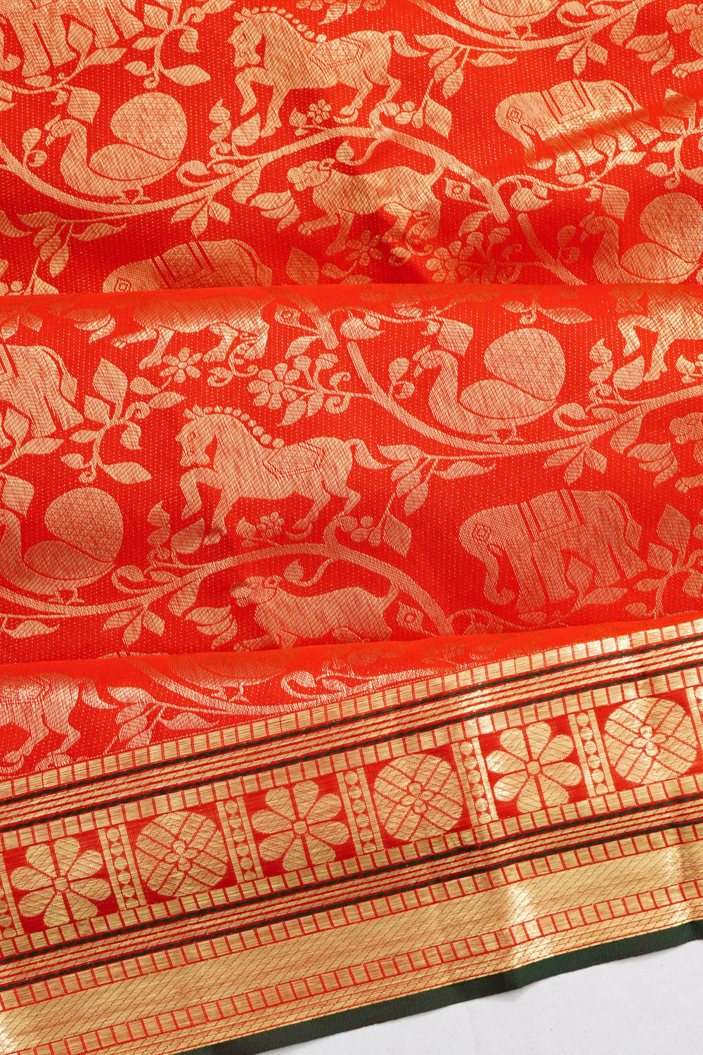 Dharmavaram Silk Jaal Red Saree