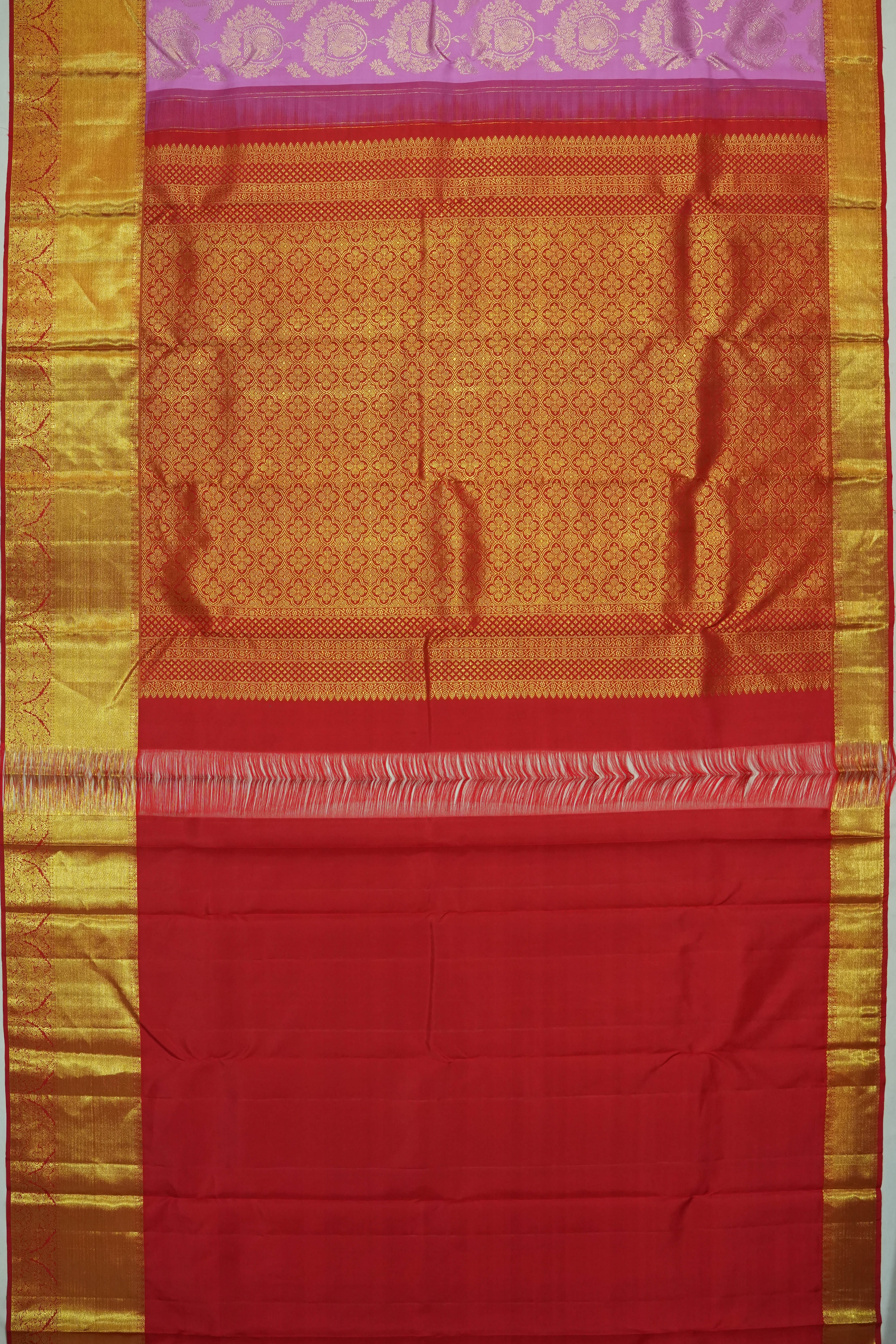 Dharmavaram Silk Brocade Pink Saree