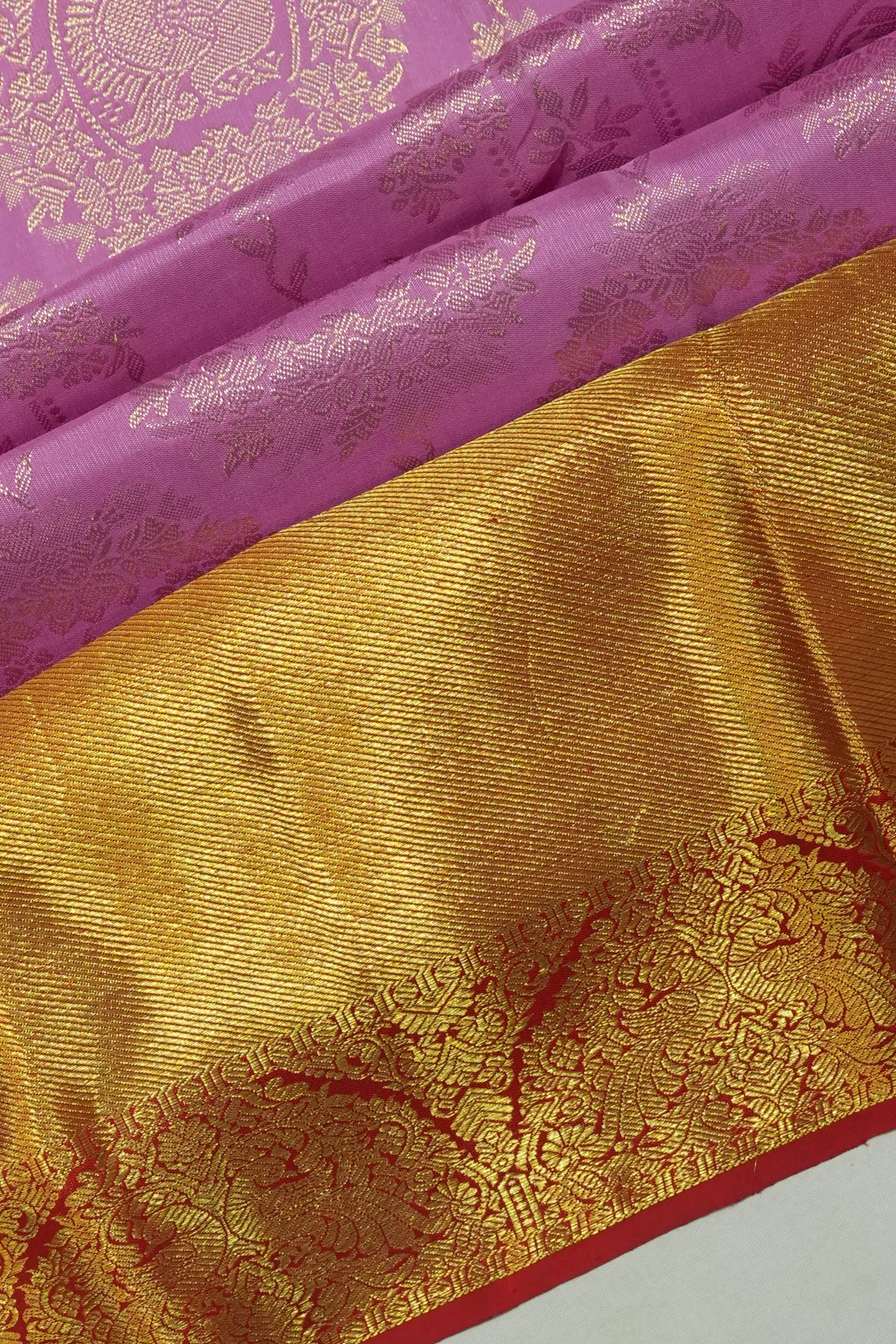 Dharmavaram Silk Brocade Pink Saree