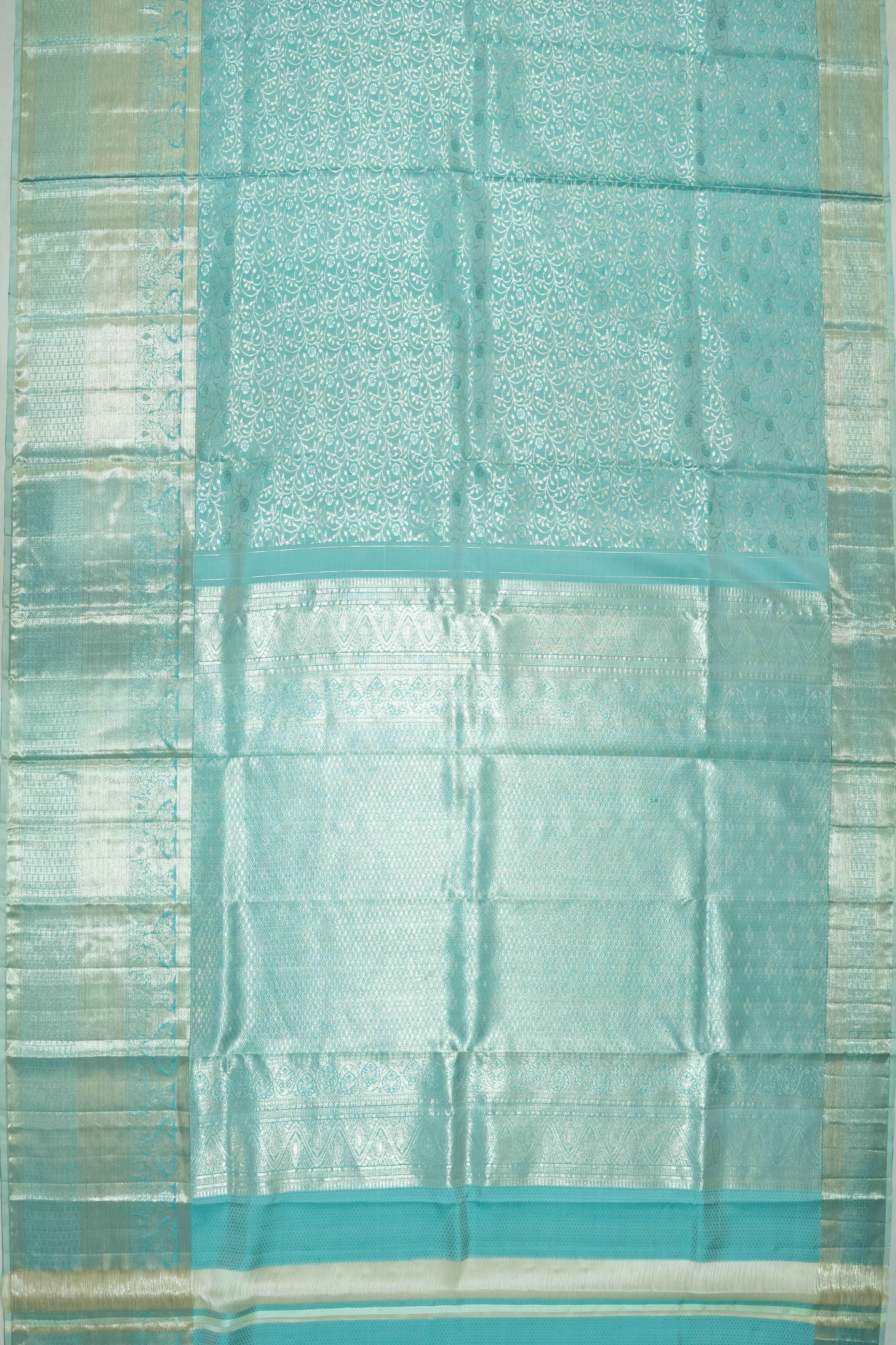 Dharmavaram Silk Brocade Sea Blue Saree