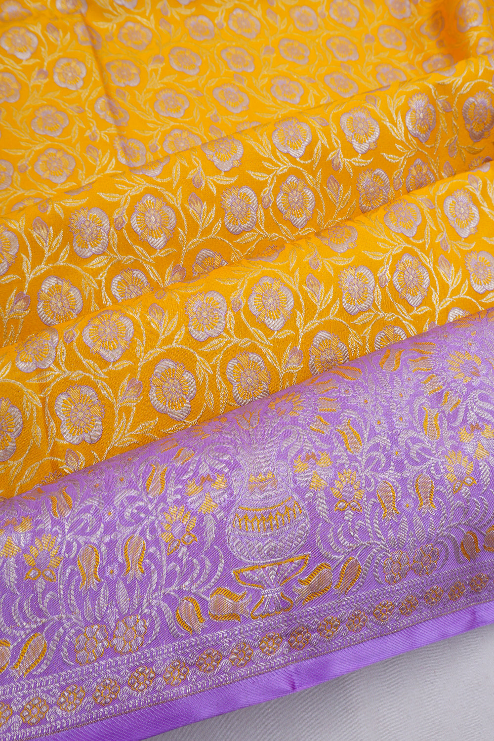 Taranga Kanchi Silk Brocade Yellow Saree