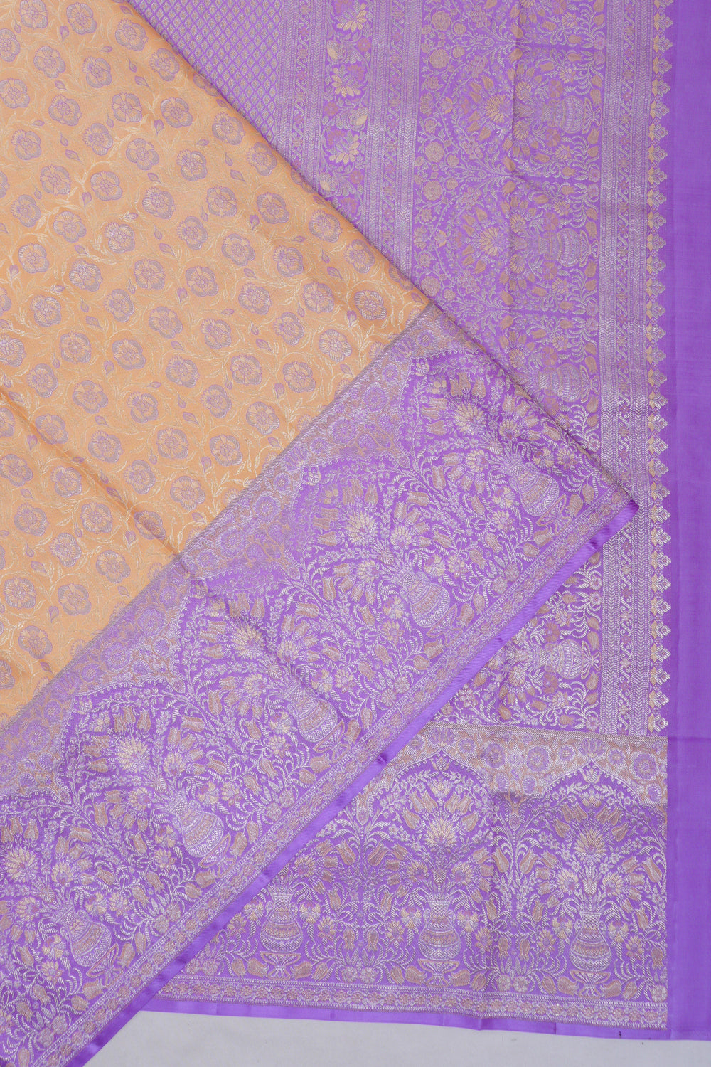 Taranga Kanchi Silk Brocade Peach Saree