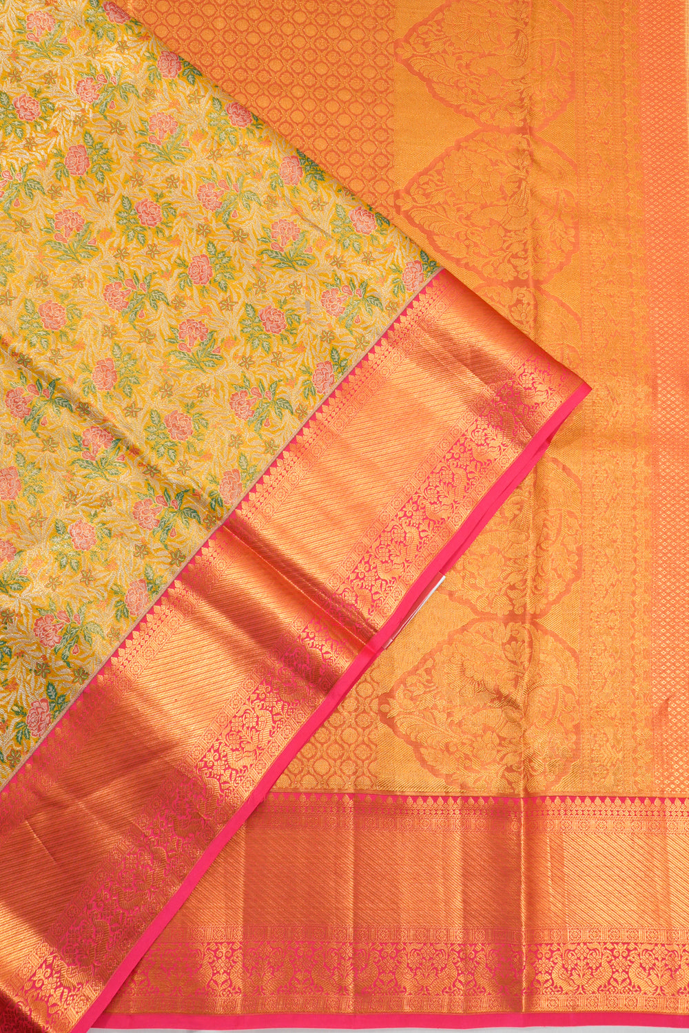 Taranga Kanchi Silk Tissue Brocade Gold Saree