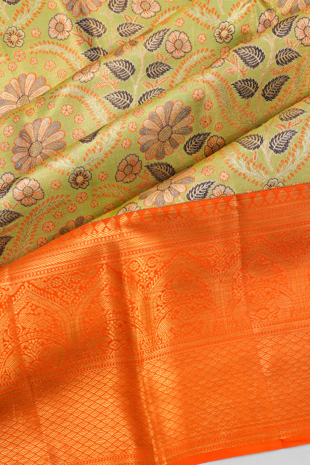 Taranga Kanchi Silk Tissue Brocade Pista Green Saree