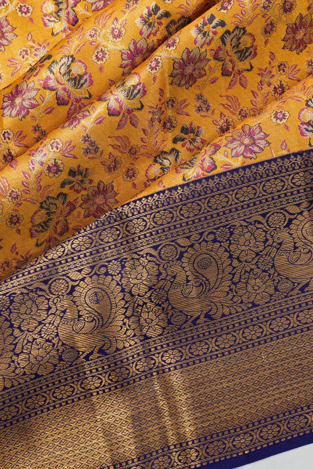 Taranga Kanchi Silk Tissue Brocade Yellow Saree