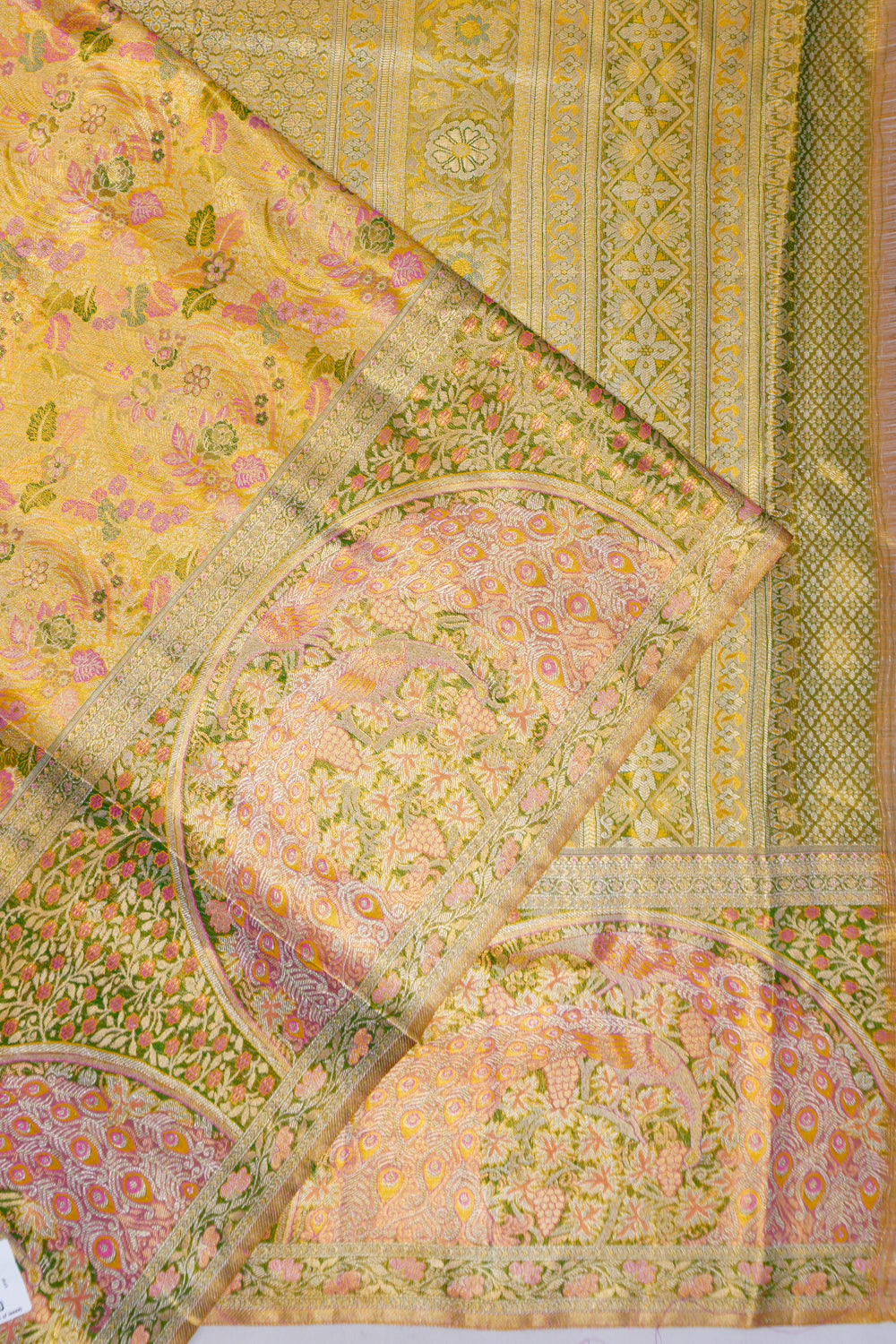 Taranga Kanchi Silk Tissue Brocade Yellow Saree