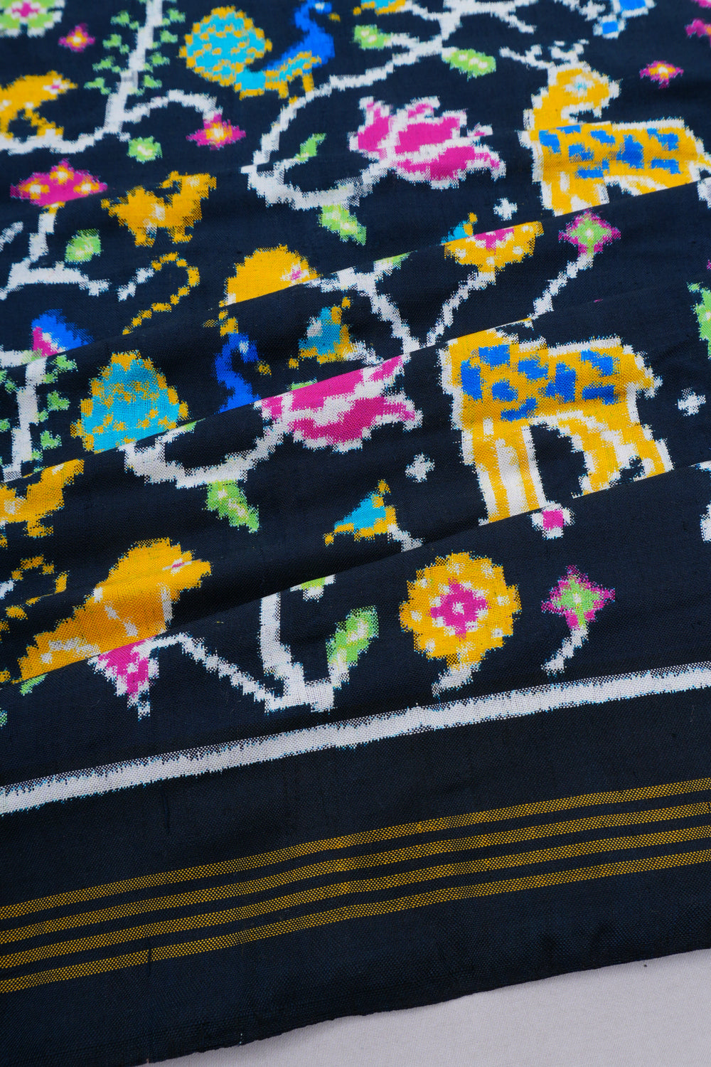 Patan Patola Silk Double Ikat Black Saree