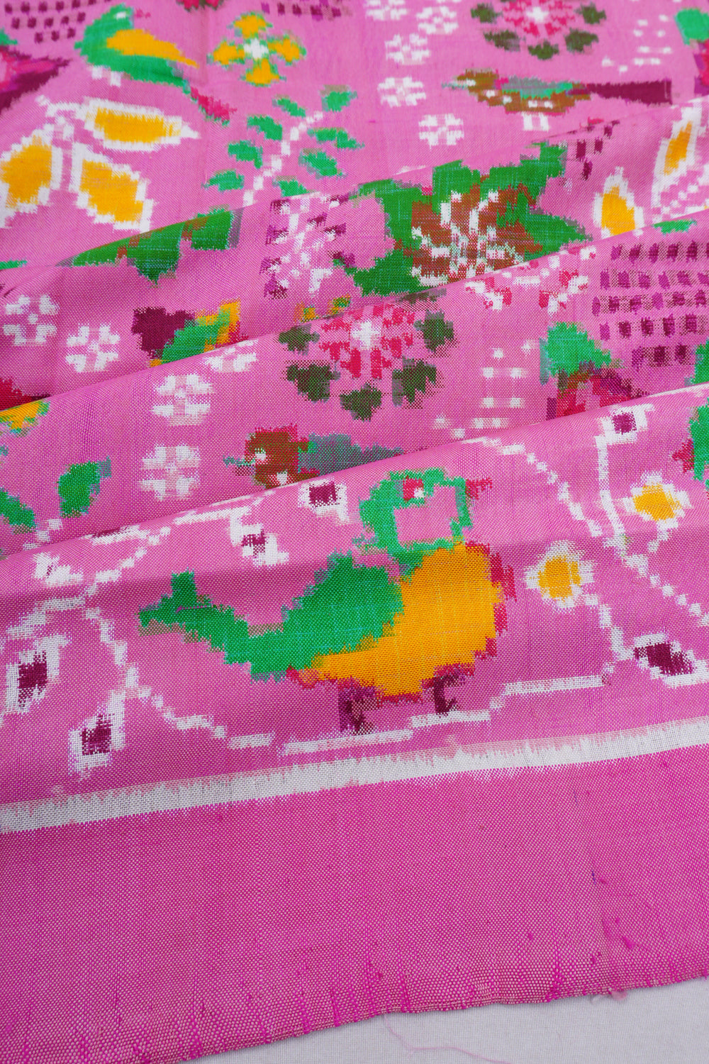 Patan Patola Silk Double Ikat Baby Pink Saree