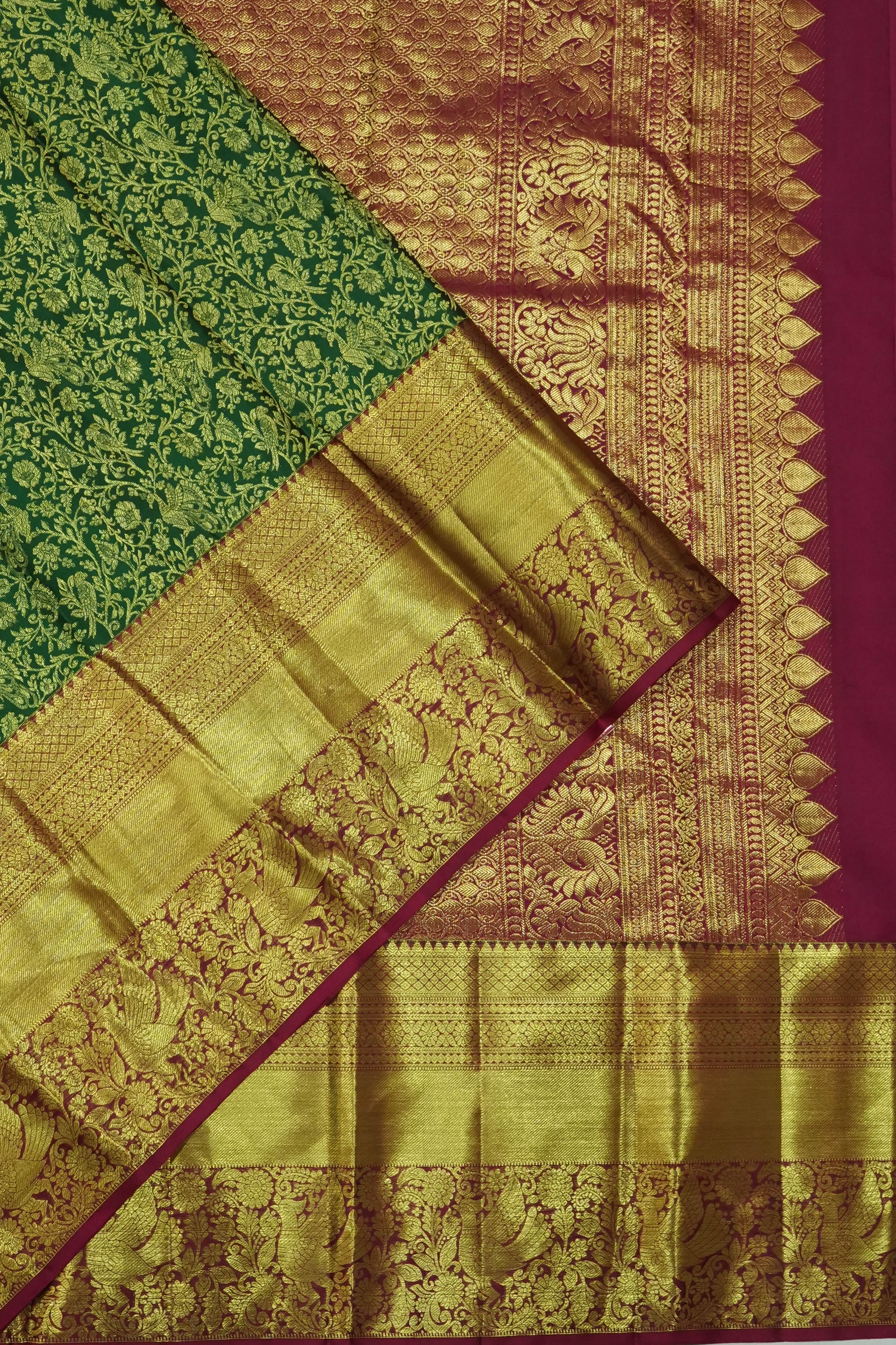 Dharmavaram Silk Brocade Green Saree