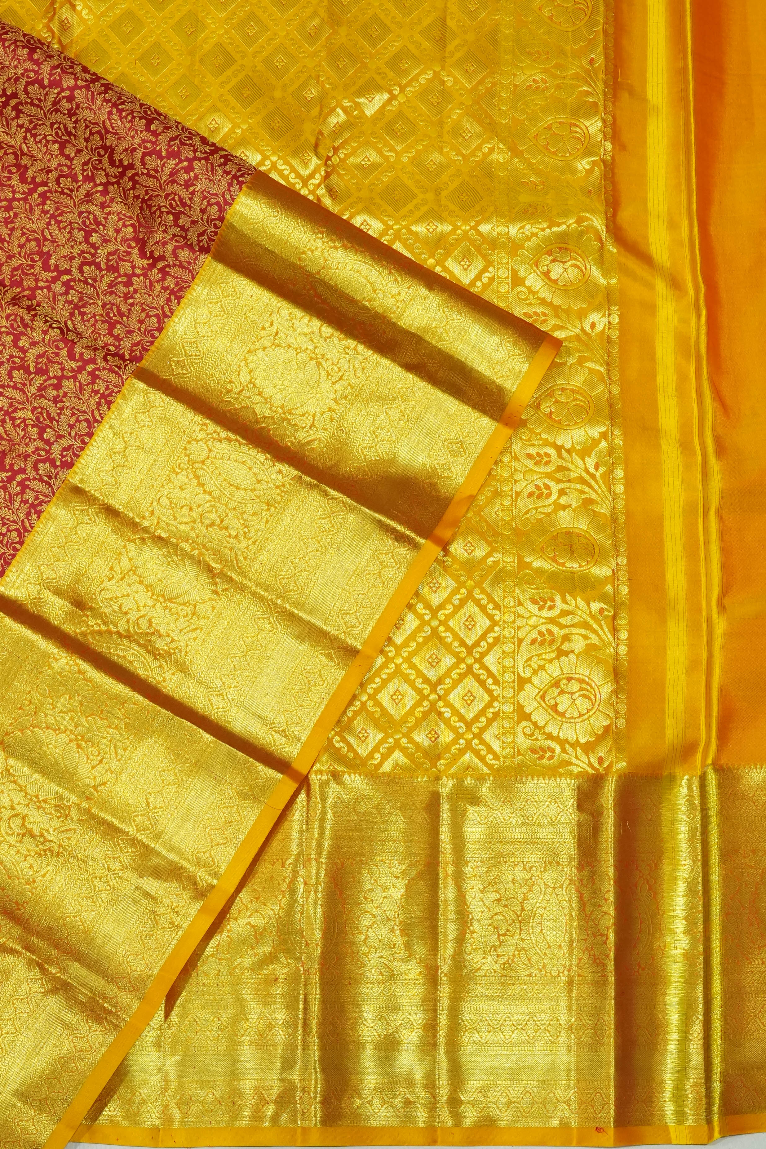 Dharmavaram Silk Brocade Yellow Saree