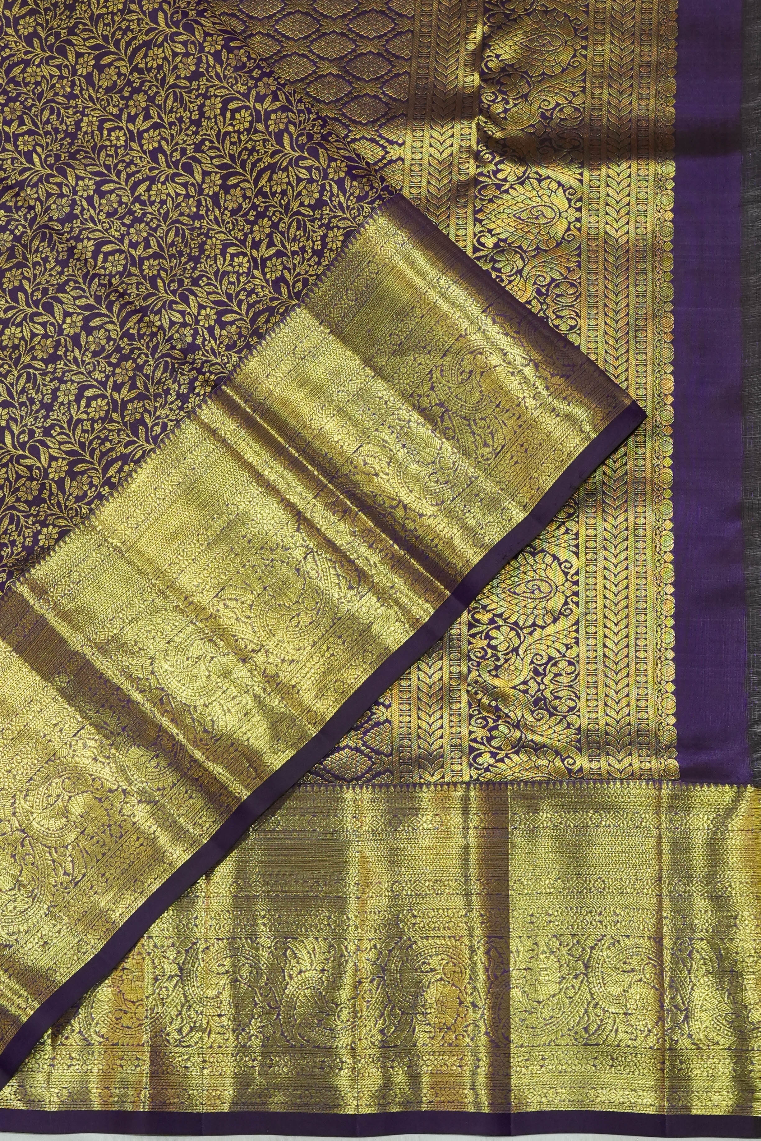 Dharmavaram Silk Brocade Purple Saree