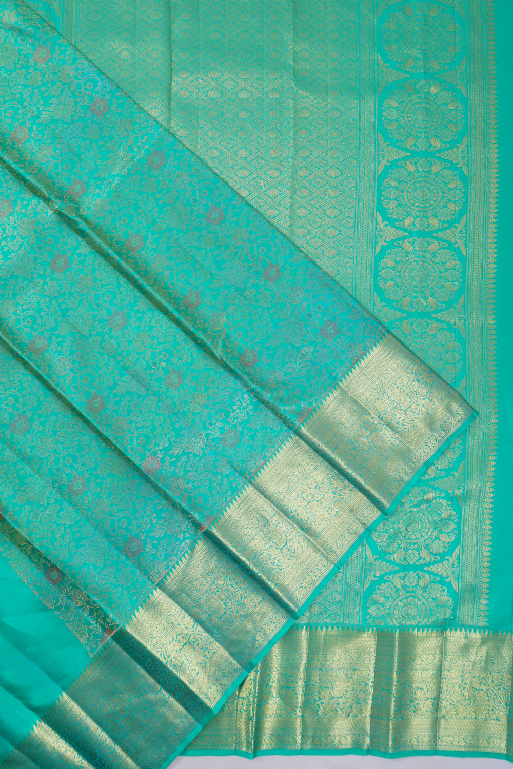Dharmavaram Silk Brocade Sea Green Saree