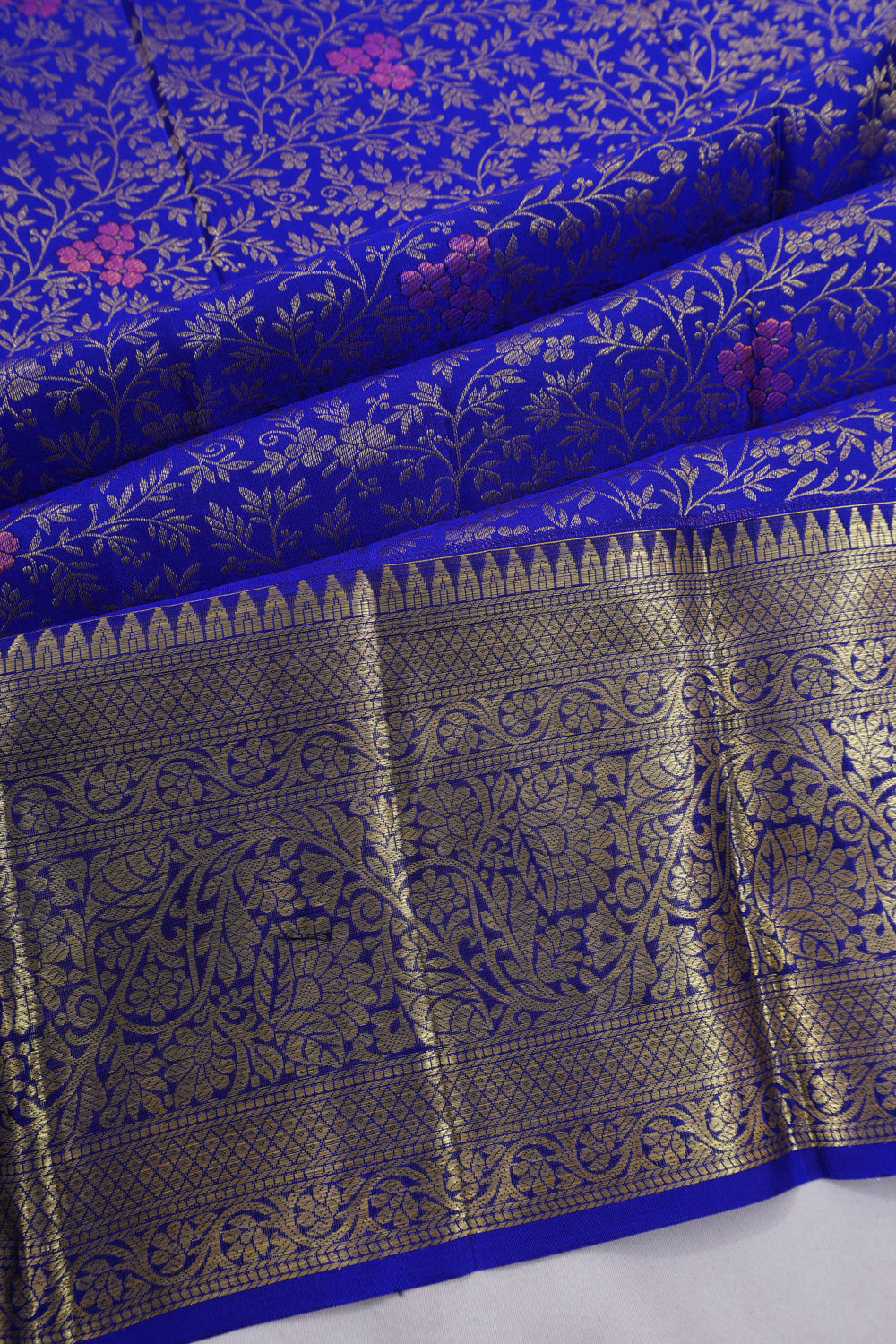 Dharmavaram Silk Brocade Royal Blue Saree