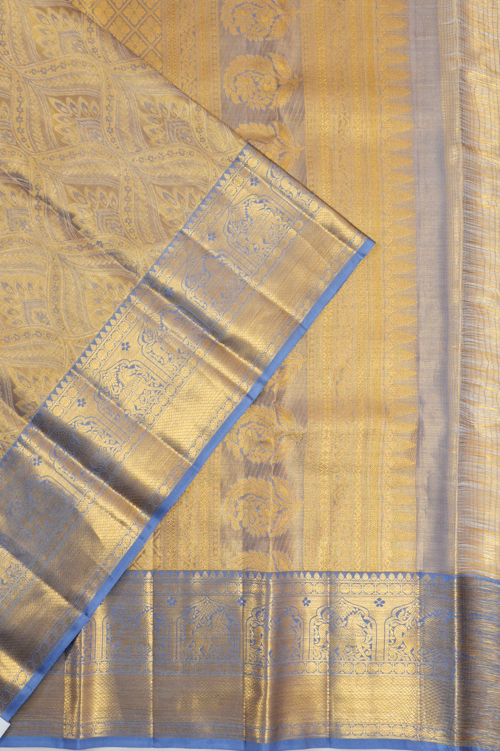 Taranga Kanchi Silk Tissue Brocade Gold Saree
