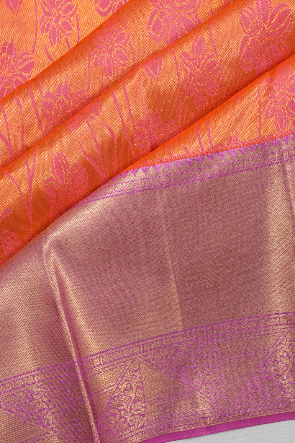 Taranga Kanchi Silk Brocade Orange Saree