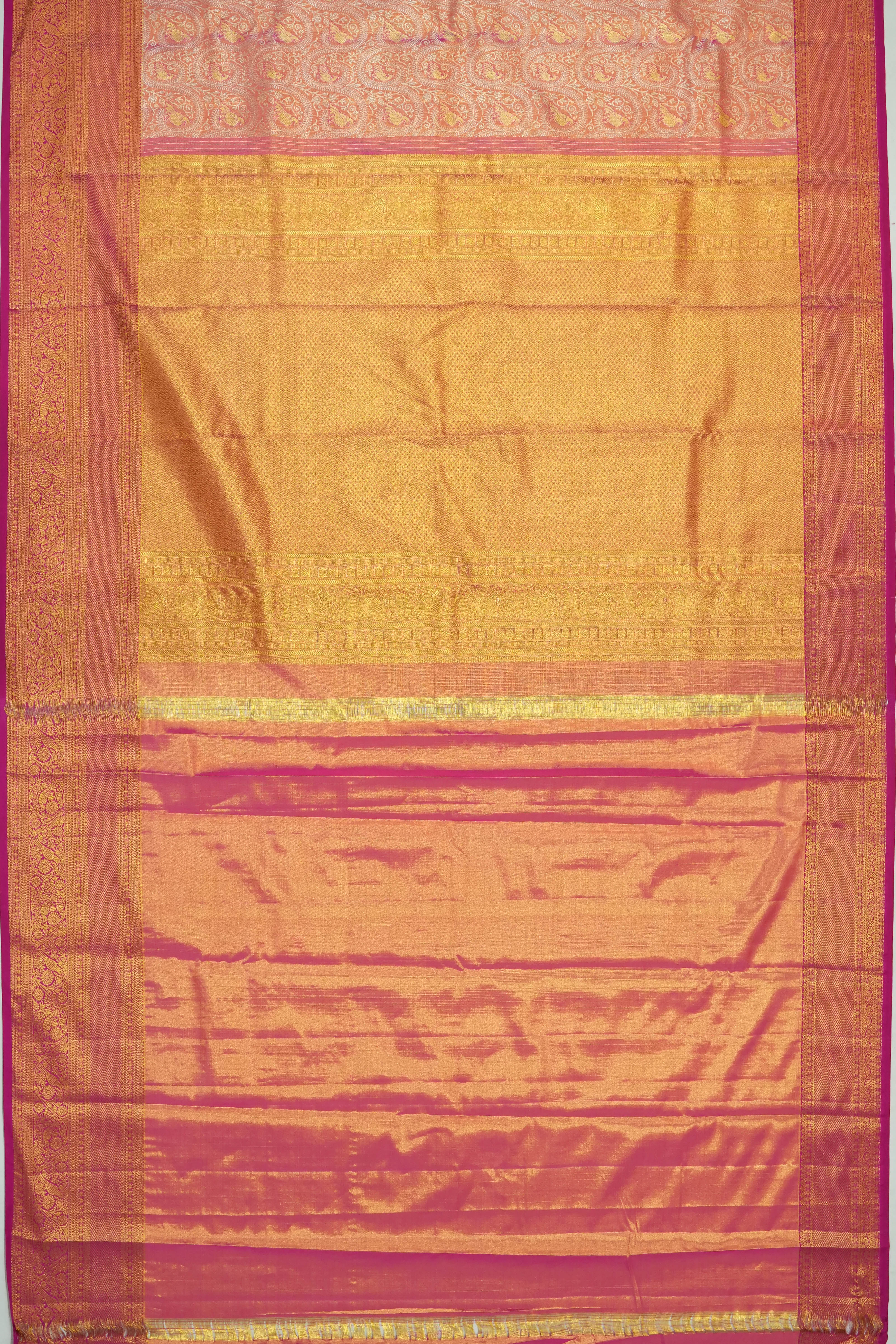 Dharmavaram Silk Tissue Brocade Pink Saree