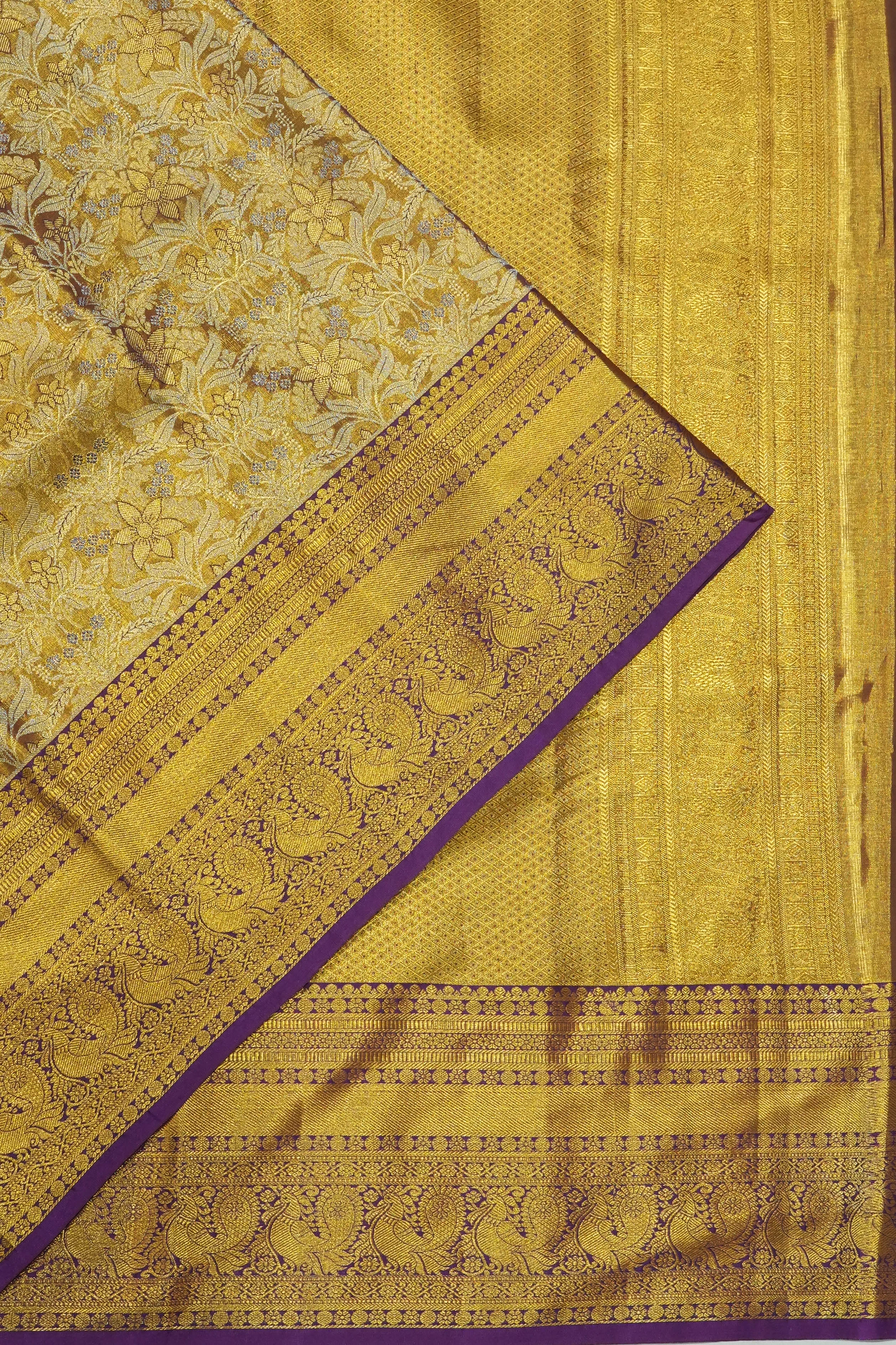 Dharmavaram Silk Tissue Brocade Purple Saree