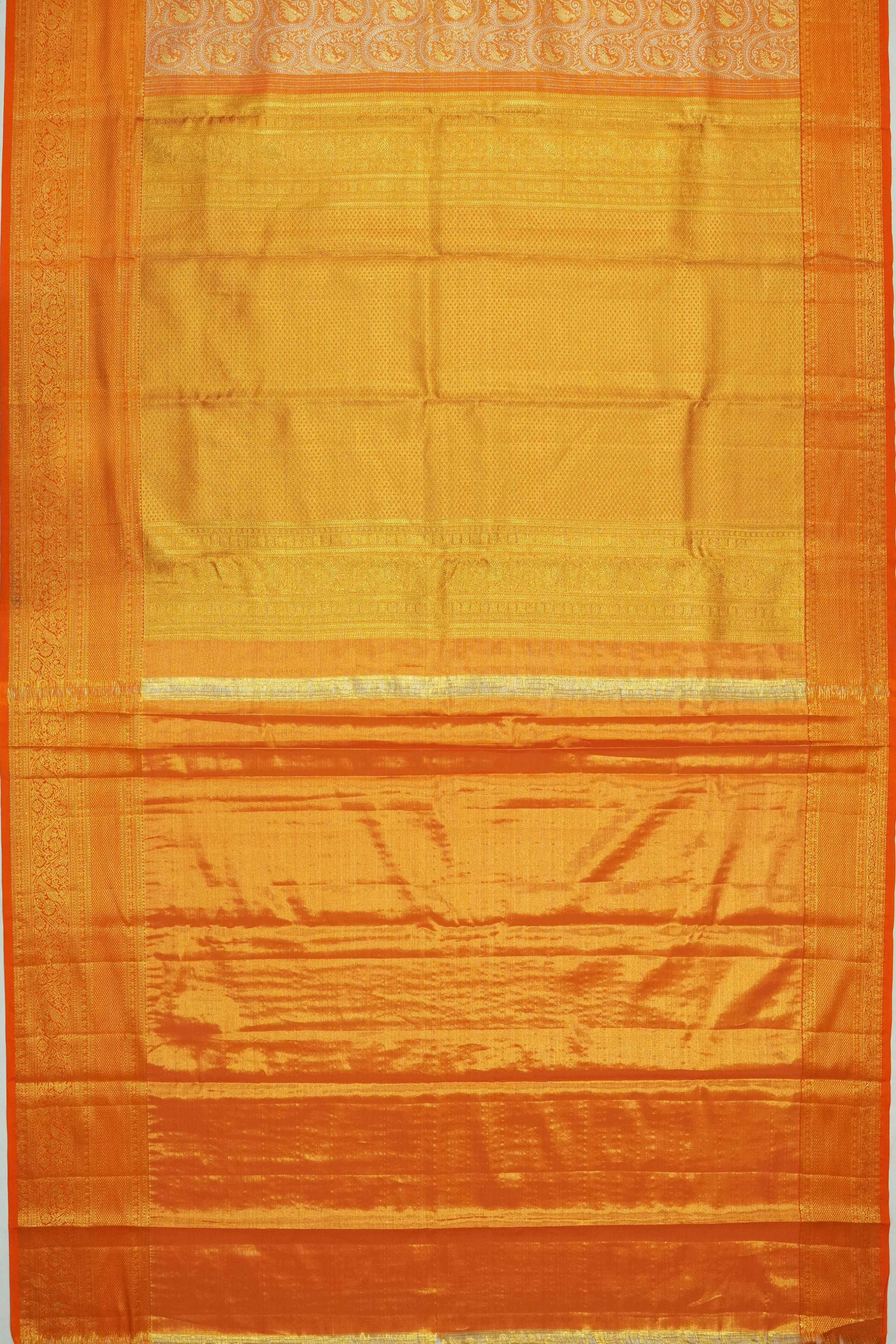 Dharmavaram Silk Tissue Brocade Orange Saree