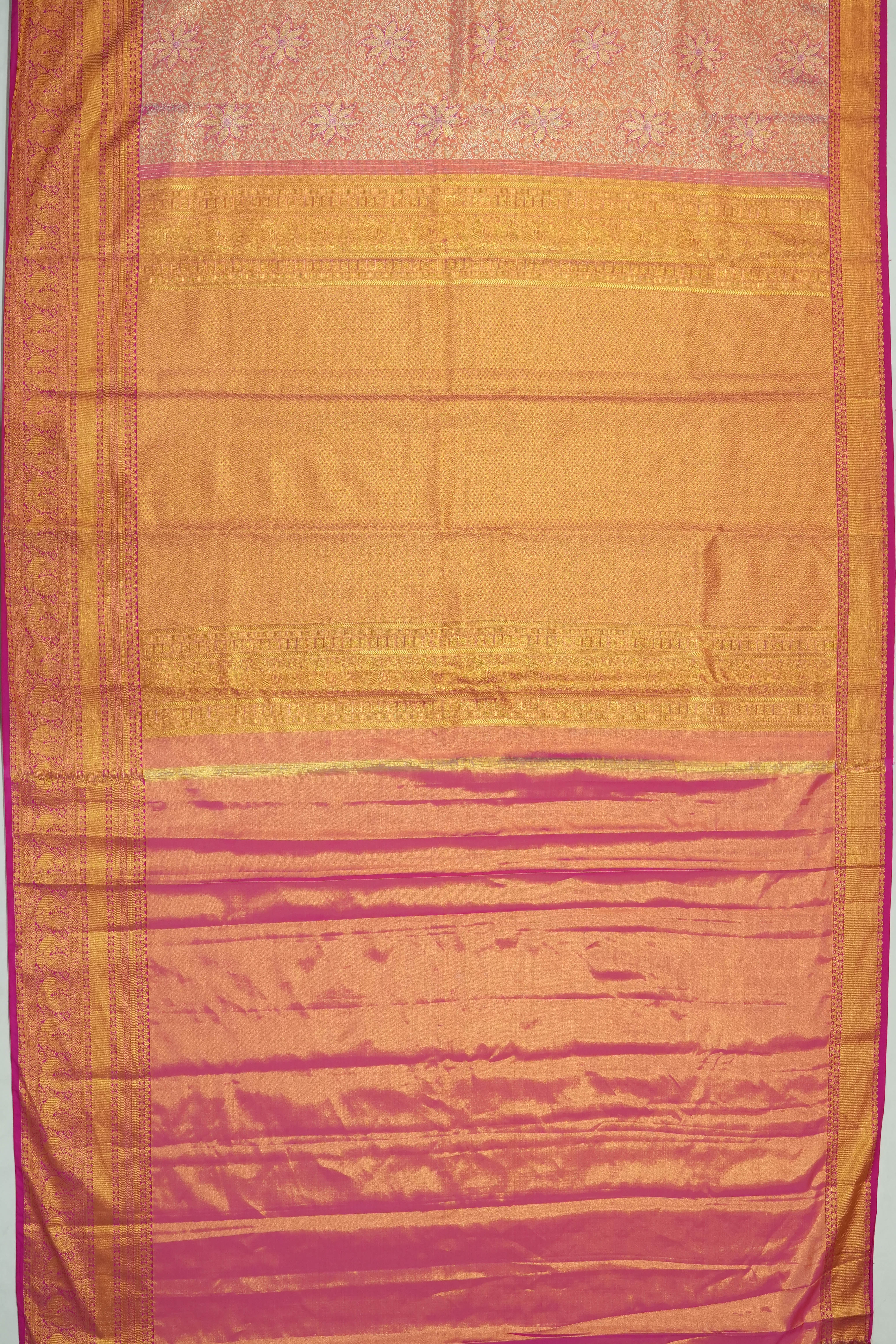 Dharmavaram Silk Tissue Brocade Pink Saree