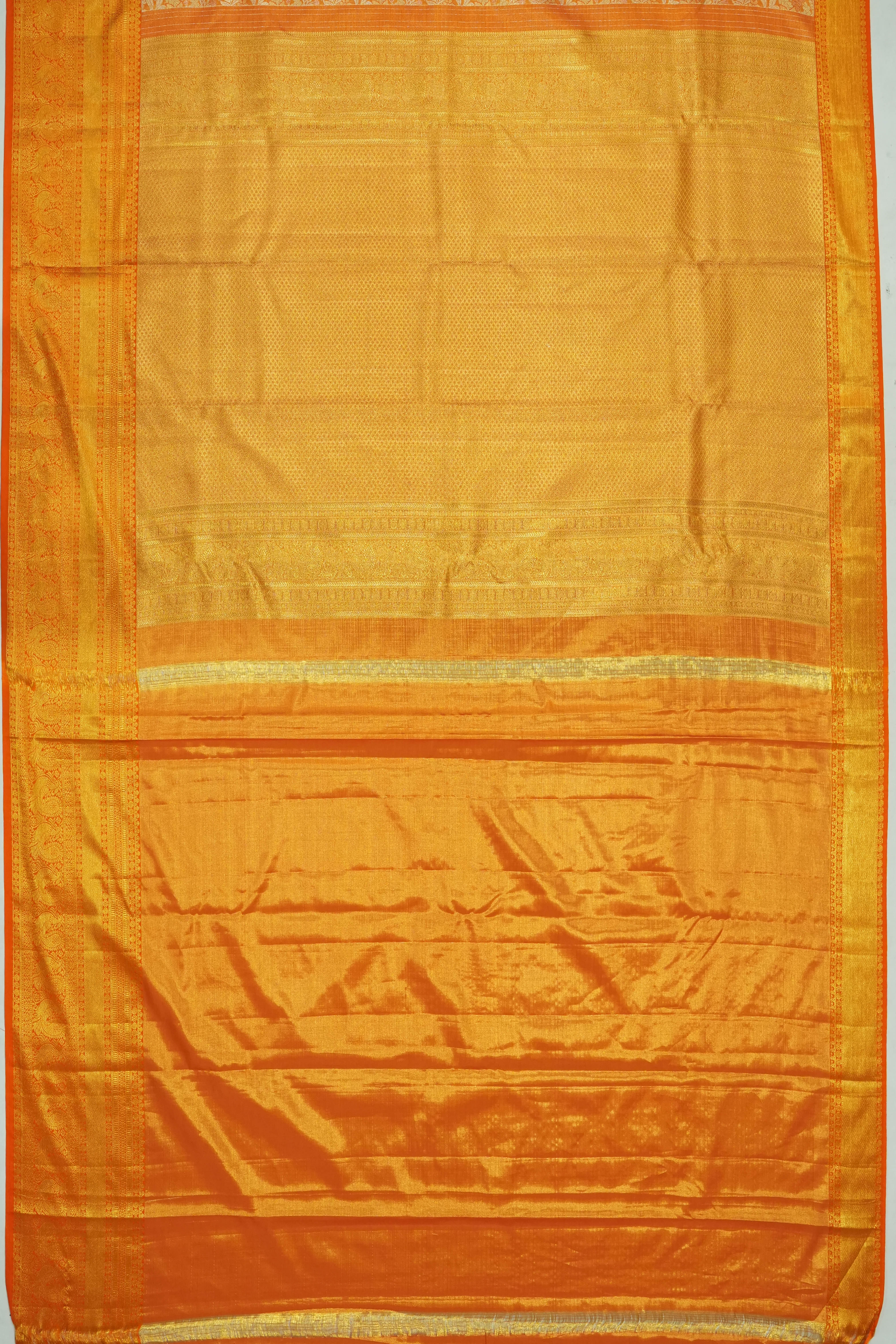 Dharmavaram Silk Tissue Brocade Orange Saree