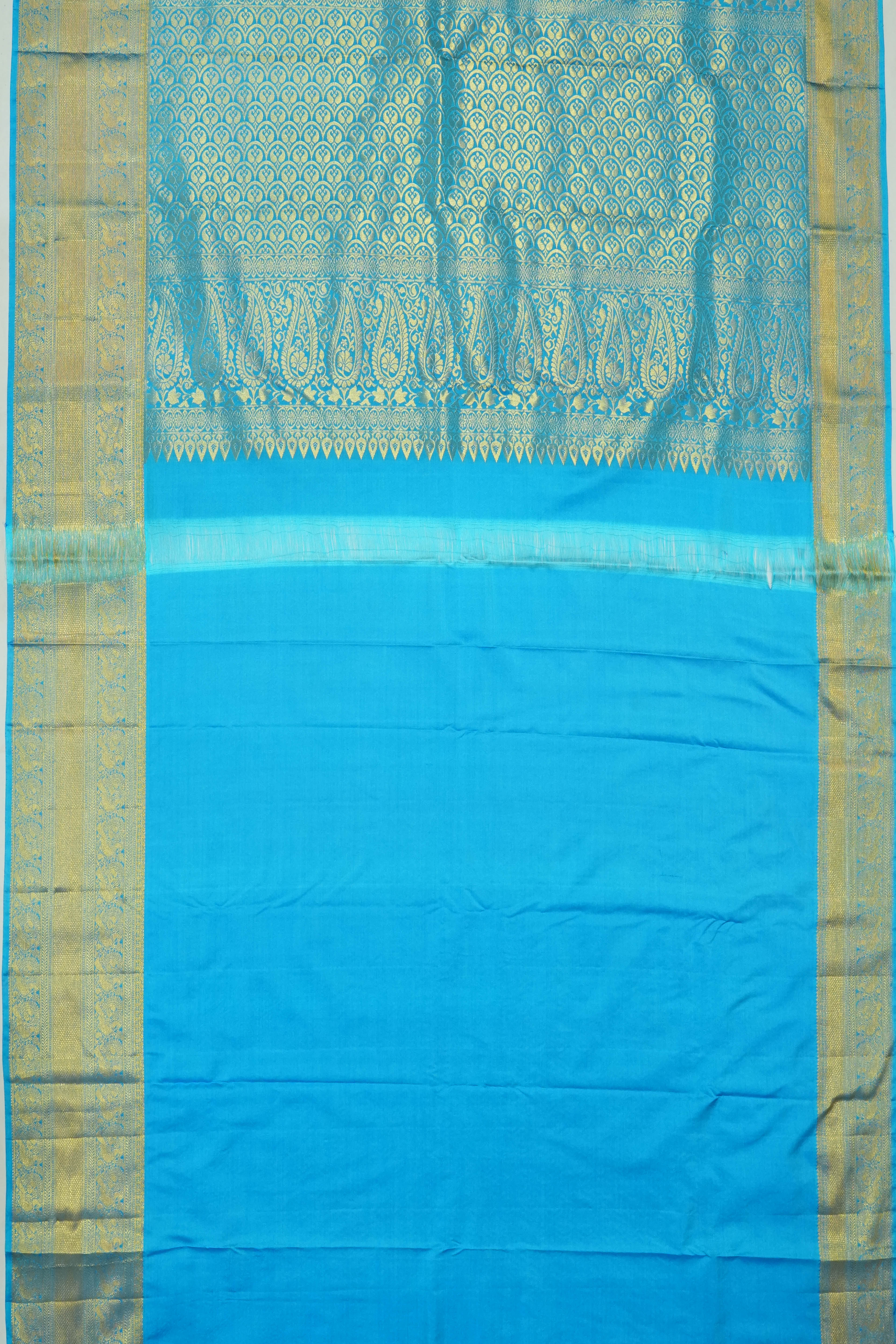 Dharmavaram Silk Brocade Sky Blue Saree